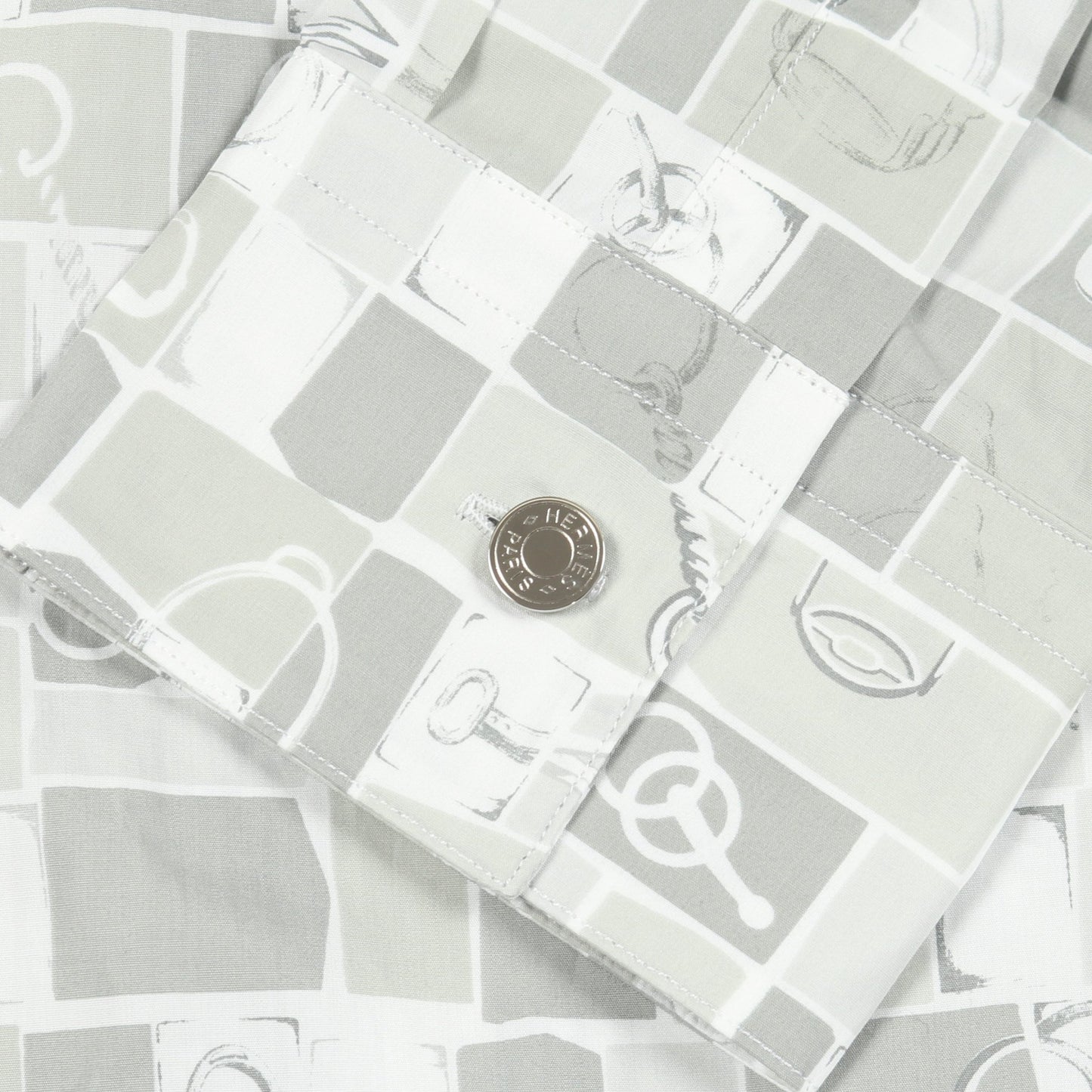 モザイク エケストル シャツ 長袖 コットン ライトグレー エルメス トップス HERMES