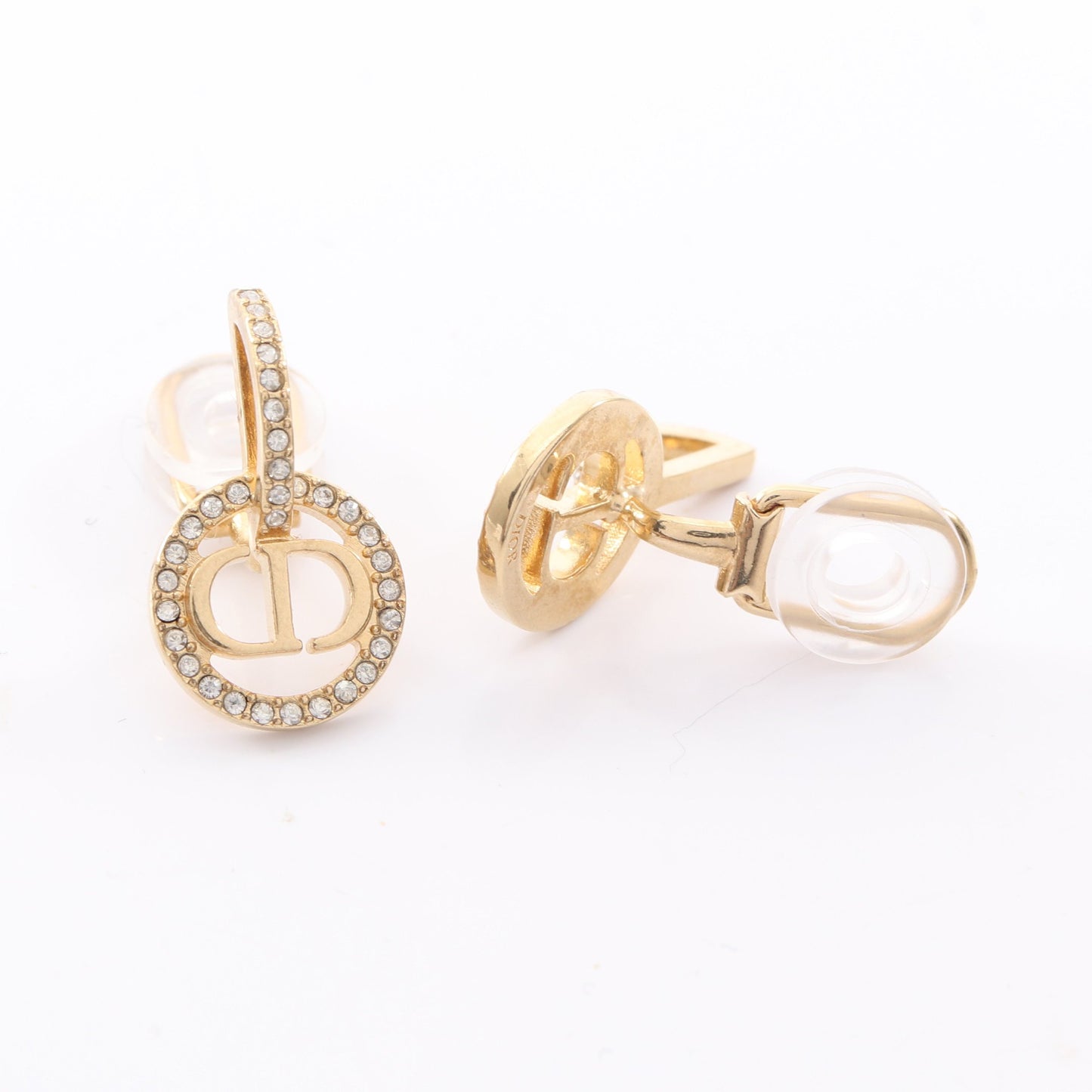 CDロゴ イヤリング GP ラインストーン ゴールド クリア ディオール アクセサリー DIOR