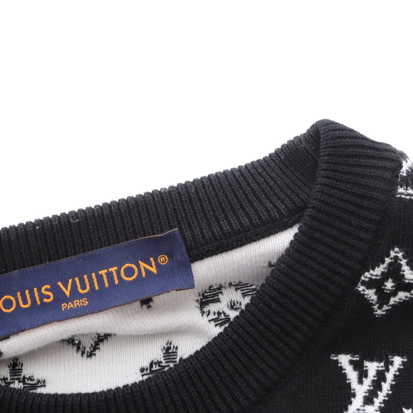 グラディエントモノグラム ニット クルーネック コットン ブラック ホワイト ルイヴィトン トップス LOUIS VUITTON