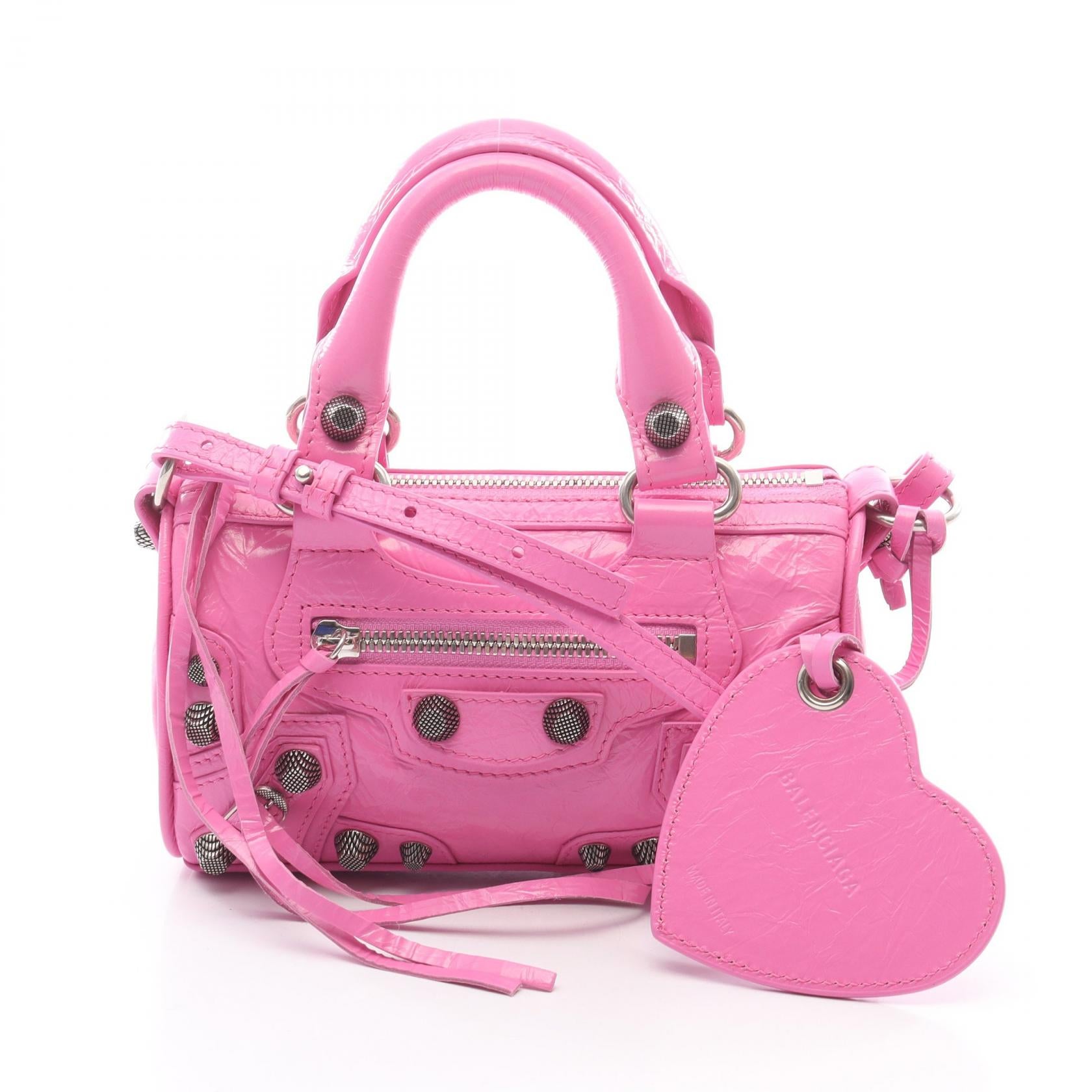 ル カゴール ナノ ダッフル ハンドバッグ レザー ピンク バレンシアガ