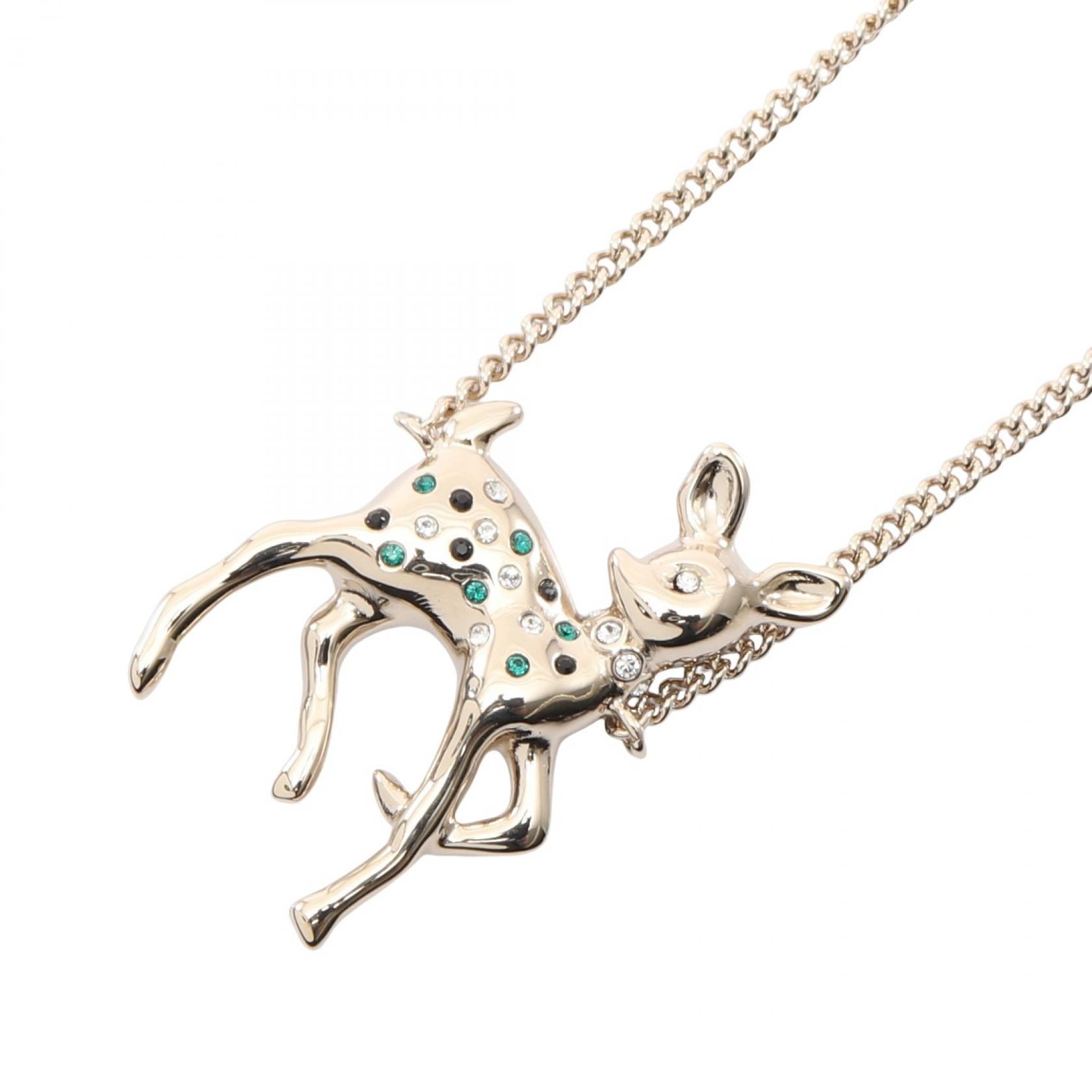 ココマーク ネックレス 鹿モチーフ GP フェイクパール ラインストーン