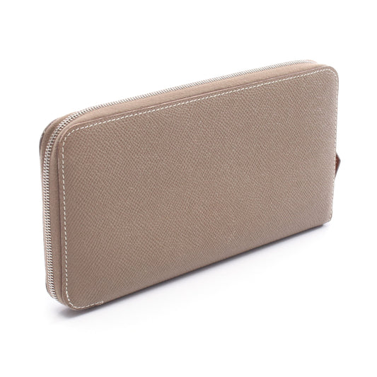 アザップロング シルクイン EQUATEUR エトゥープ ラウンドファスナー長財布 ヴォーエプソン グレーブラウン シルバー金具 D刻印 エルメス 財布・小物 HERMES