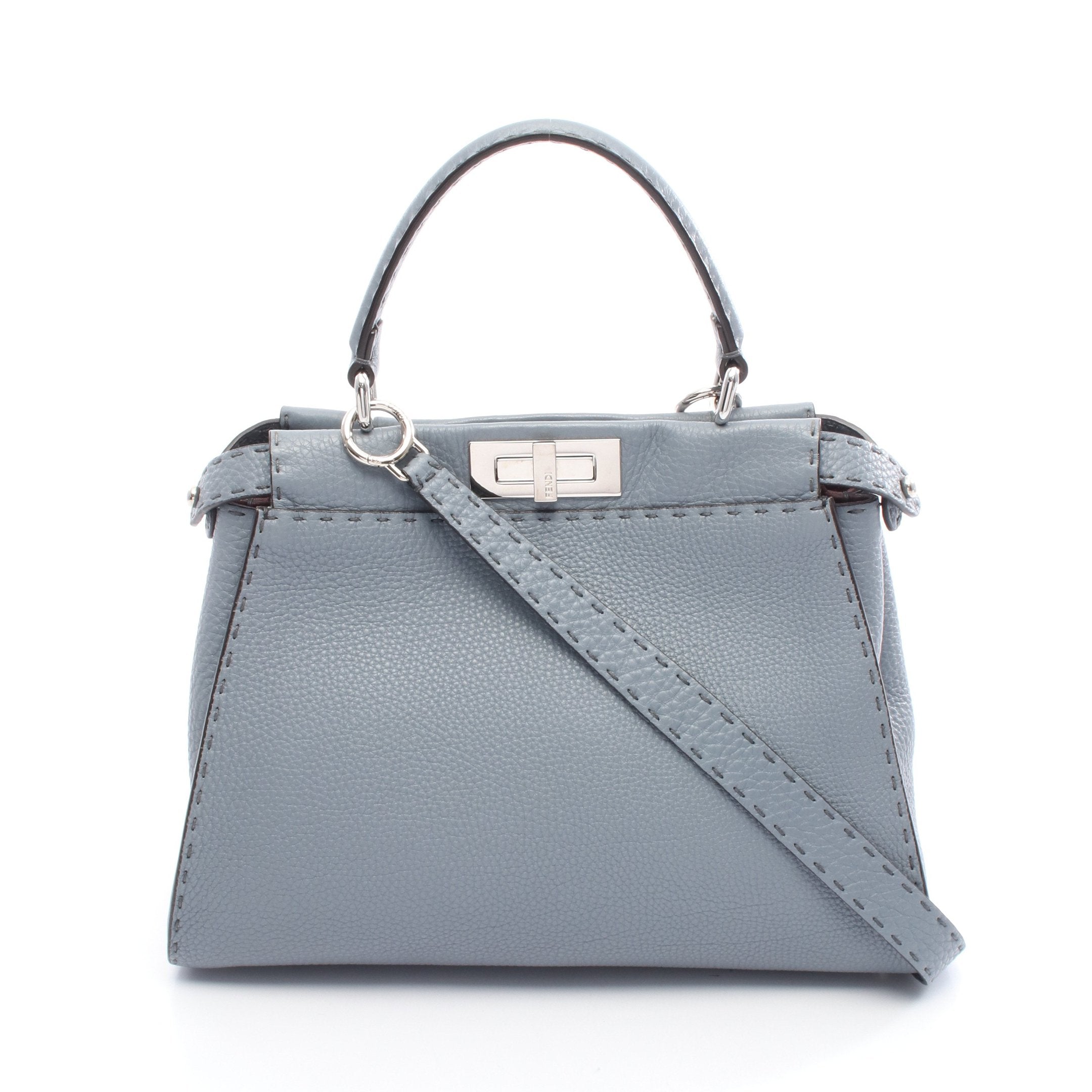 ピーカブー レギュラー セレリア ハンドバッグ レザー ブルーグレー