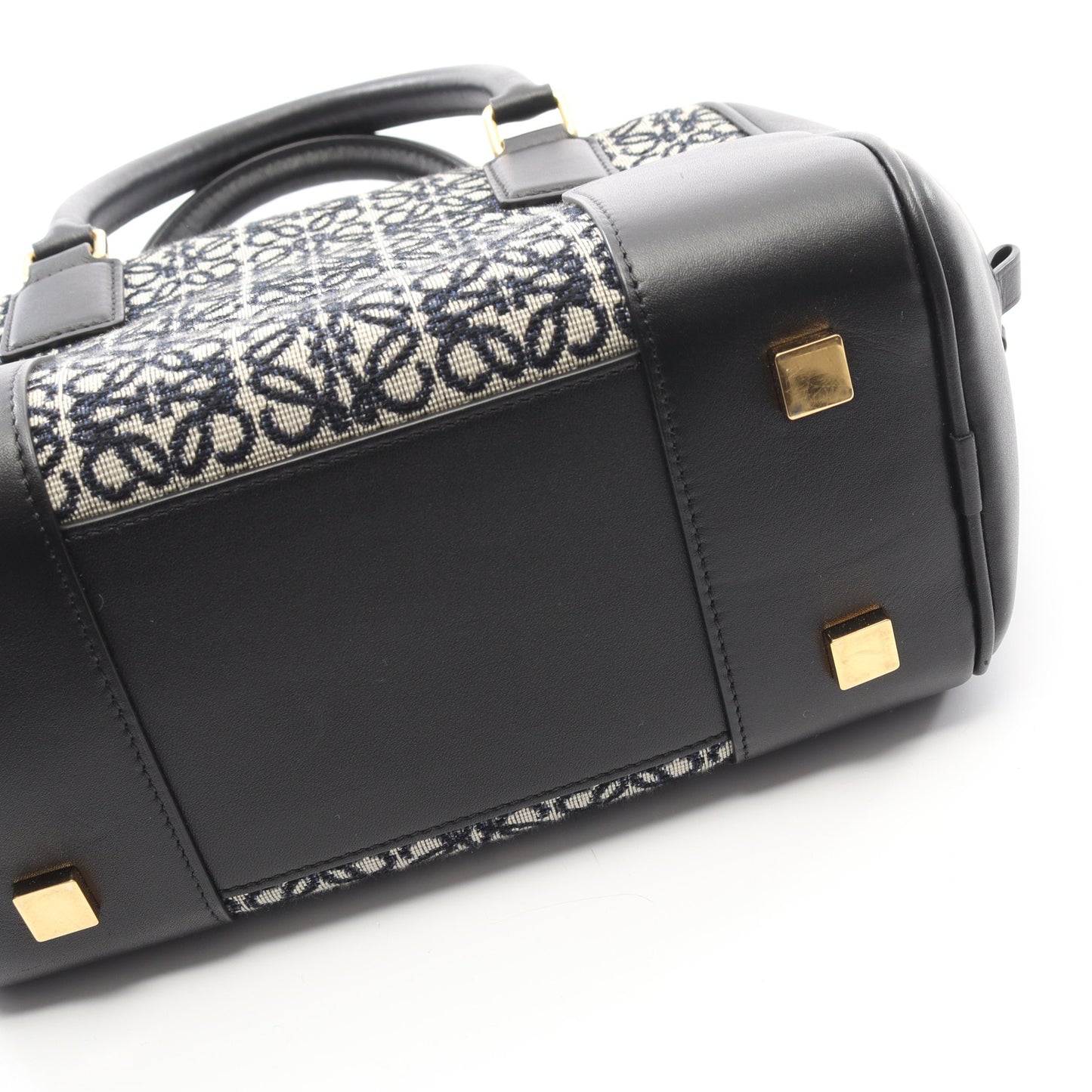 アマソナ19 ハンドバッグ キャンバス レザー ブラック ライトグレー 2WAY ロエベ バッグ LOEWE