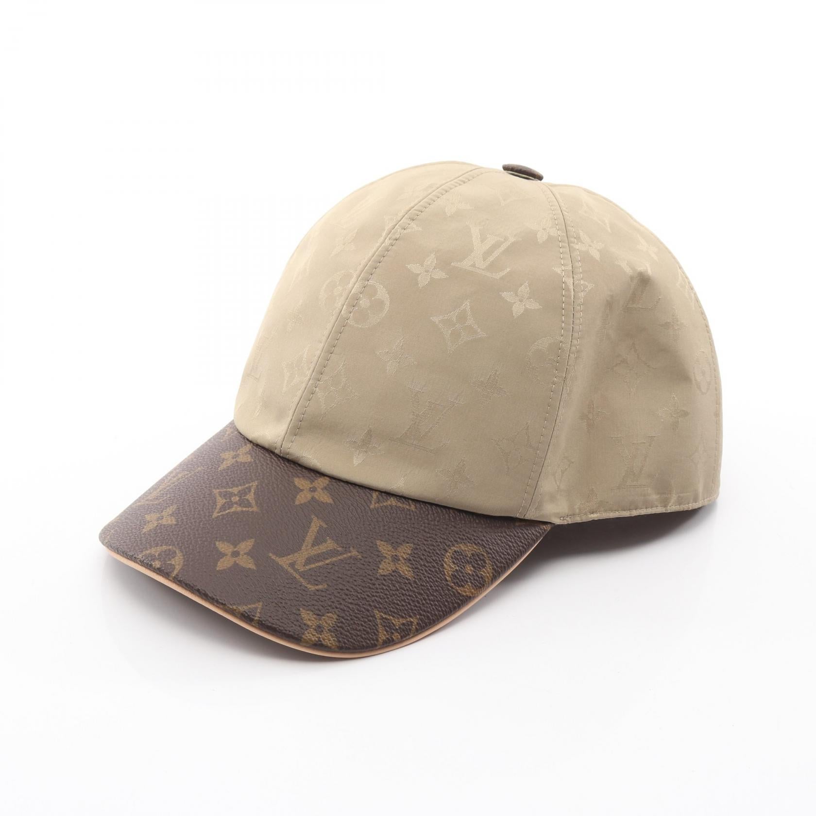 完売　限定1点　美品　ヴィトン キャップ レディース　ベージュ　アイボリー ゲットレディ モノグラム キャップ シルク PVC レザー ベージュ