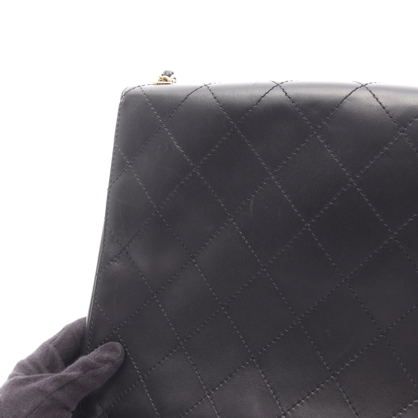 マトラッセ チェーンショルダーバッグ ラムスキン ブラック ゴールド金具 シャネル バッグ CHANEL