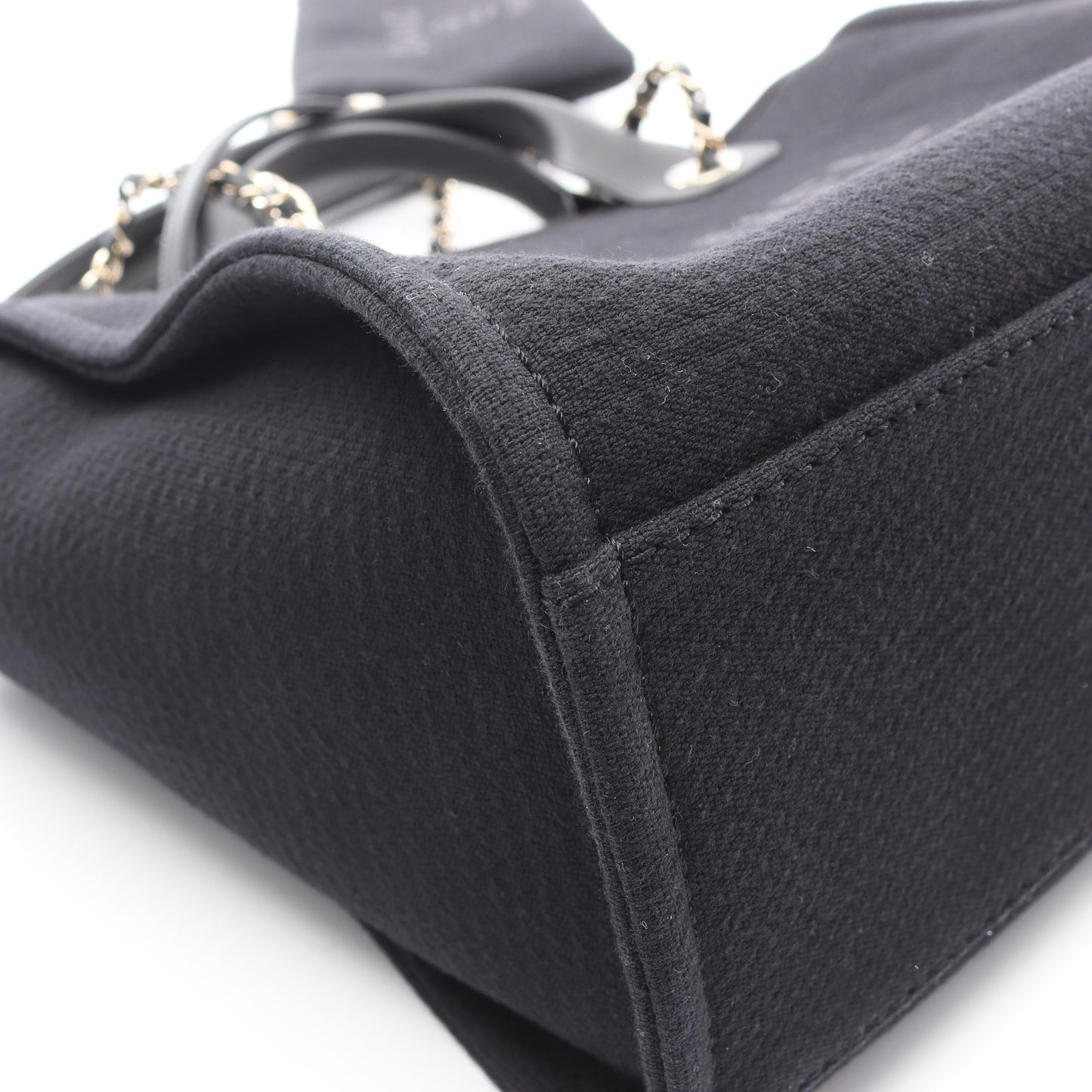 ドーヴィルMM チェーンショルダーバッグ ファブリック レザー ブラック ゴールド金具 2WAY シャネル バッグ CHANEL