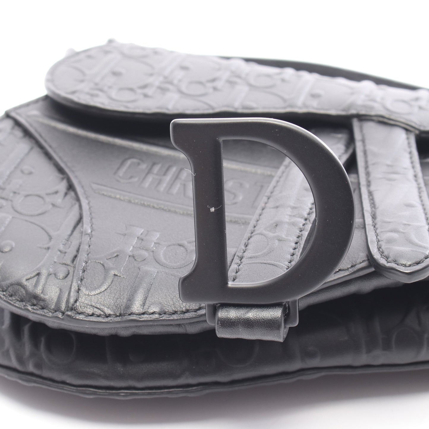 サドルバッグ ミニ オブリークエンボス ハンドバッグ レザー ブラック クリスチャンディオール バッグ Christian Dior