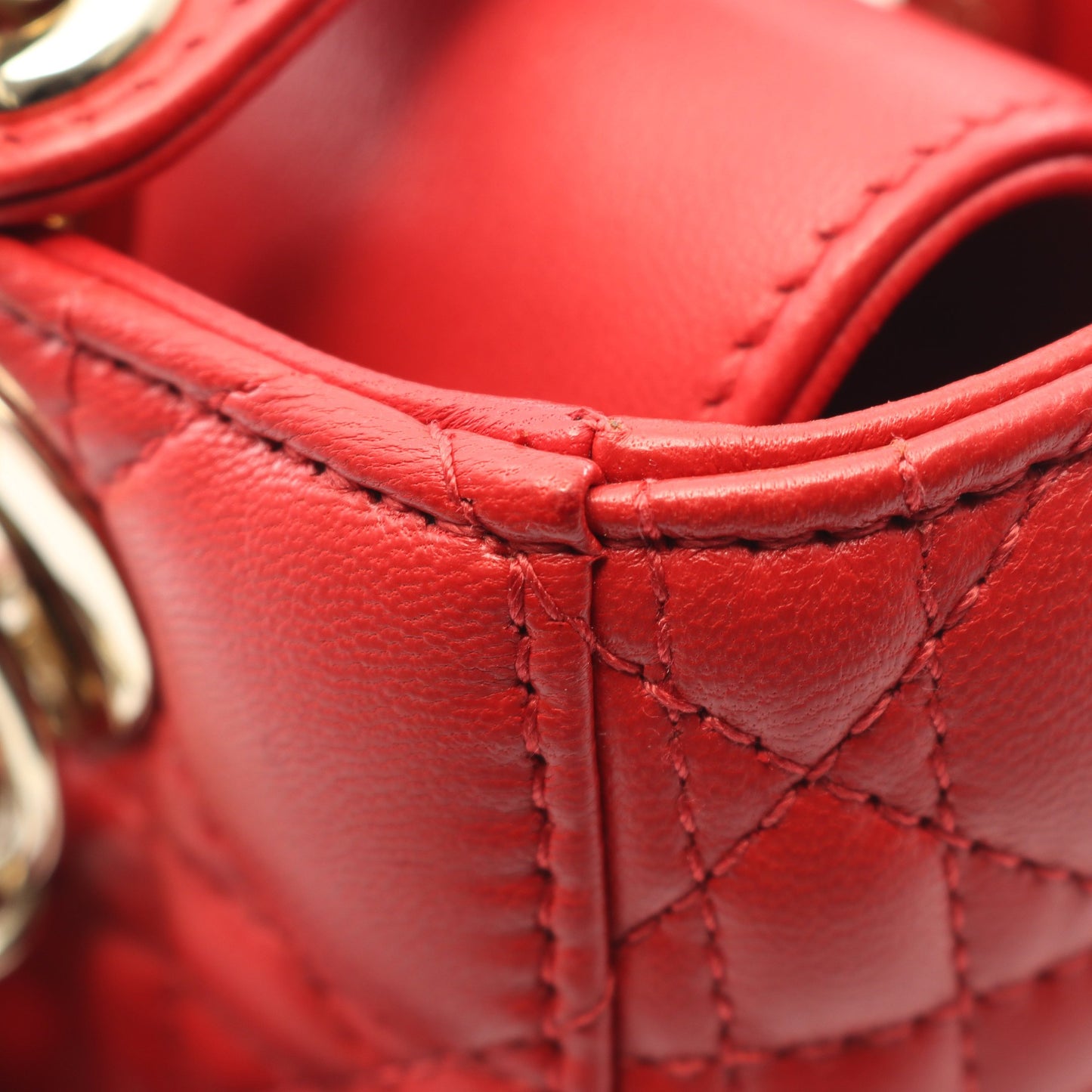 LADY DIOR MY ABCDIOR レディディオール スモール カナージュ ハンドバッグ レザー レッド 2WAY クリスチャンディオール バッグ Christian Dior