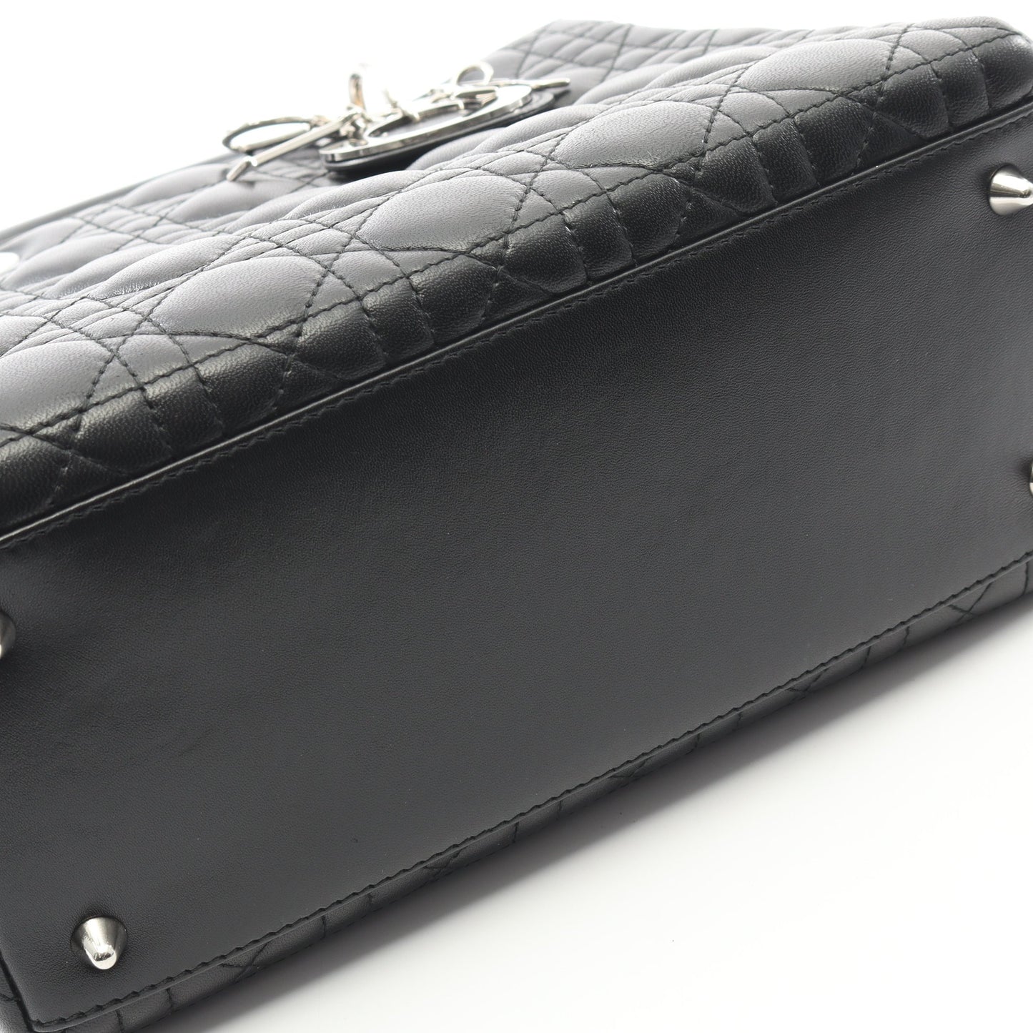 LADY DIOR レディディオール カナージュ ハンドバッグ レザー ブラック 2WAY クリスチャンディオール バッグ Christian Dior
