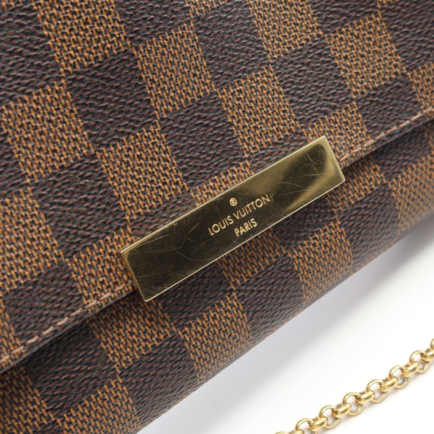 フェイボリットPM ダミエエベヌ チェーンハンドバッグ PVC レザー ブラウン 2WAY ルイヴィトン バッグ LOUIS VUITTON