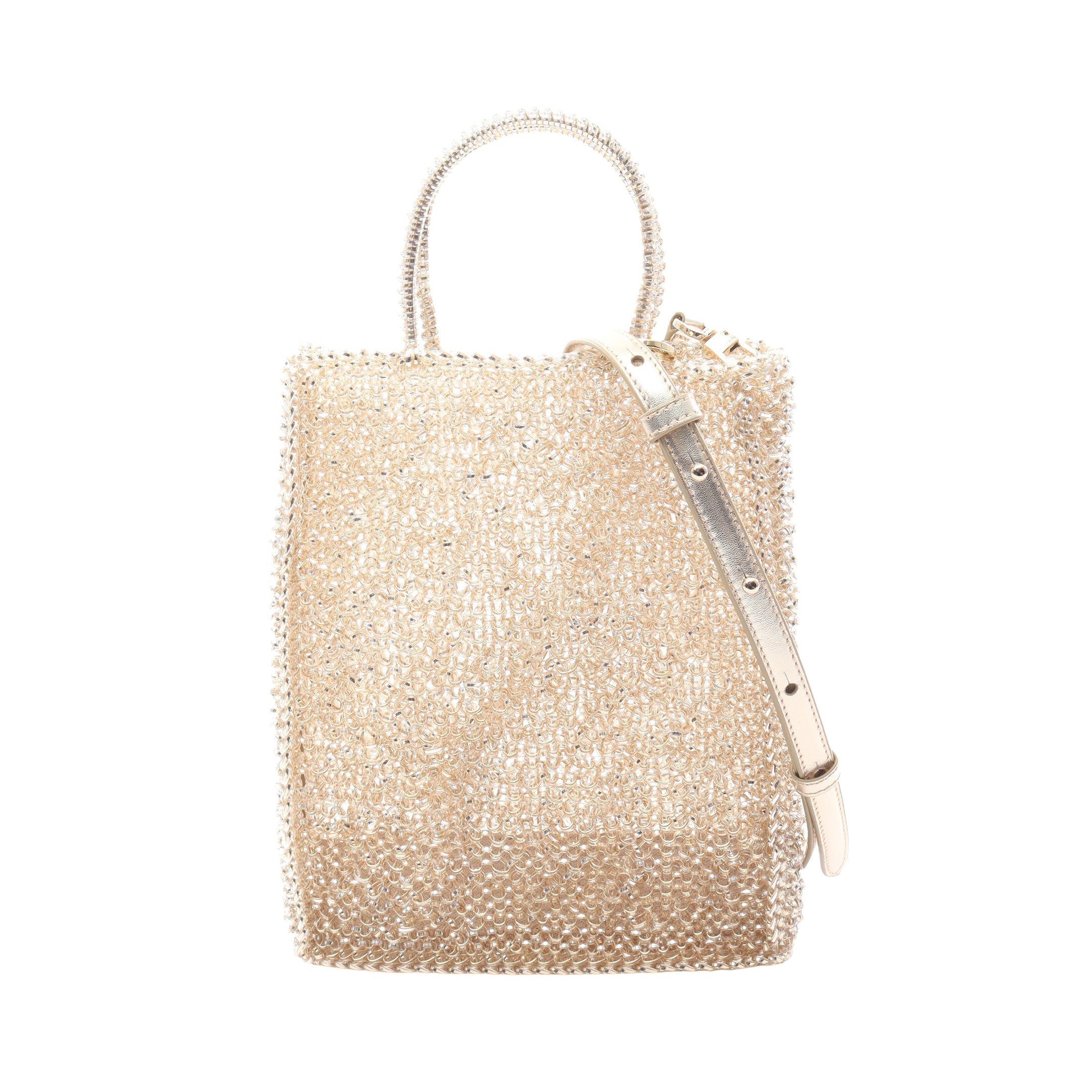 ワイヤーバッグ ハンドバッグ PVC シャンパンゴールド 2WAY