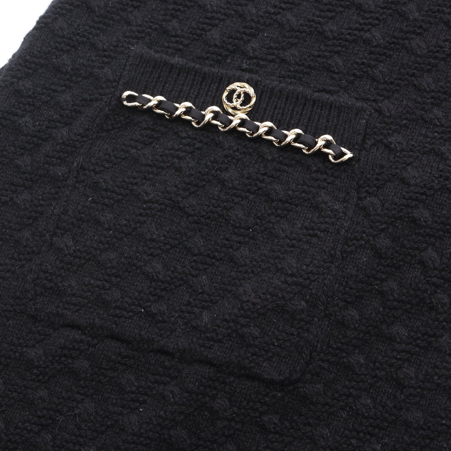 ココマーク チェーントリム ニットワンピース ノースリーブ カシミヤ ブラック 23B シャネル ワンピース CHANEL