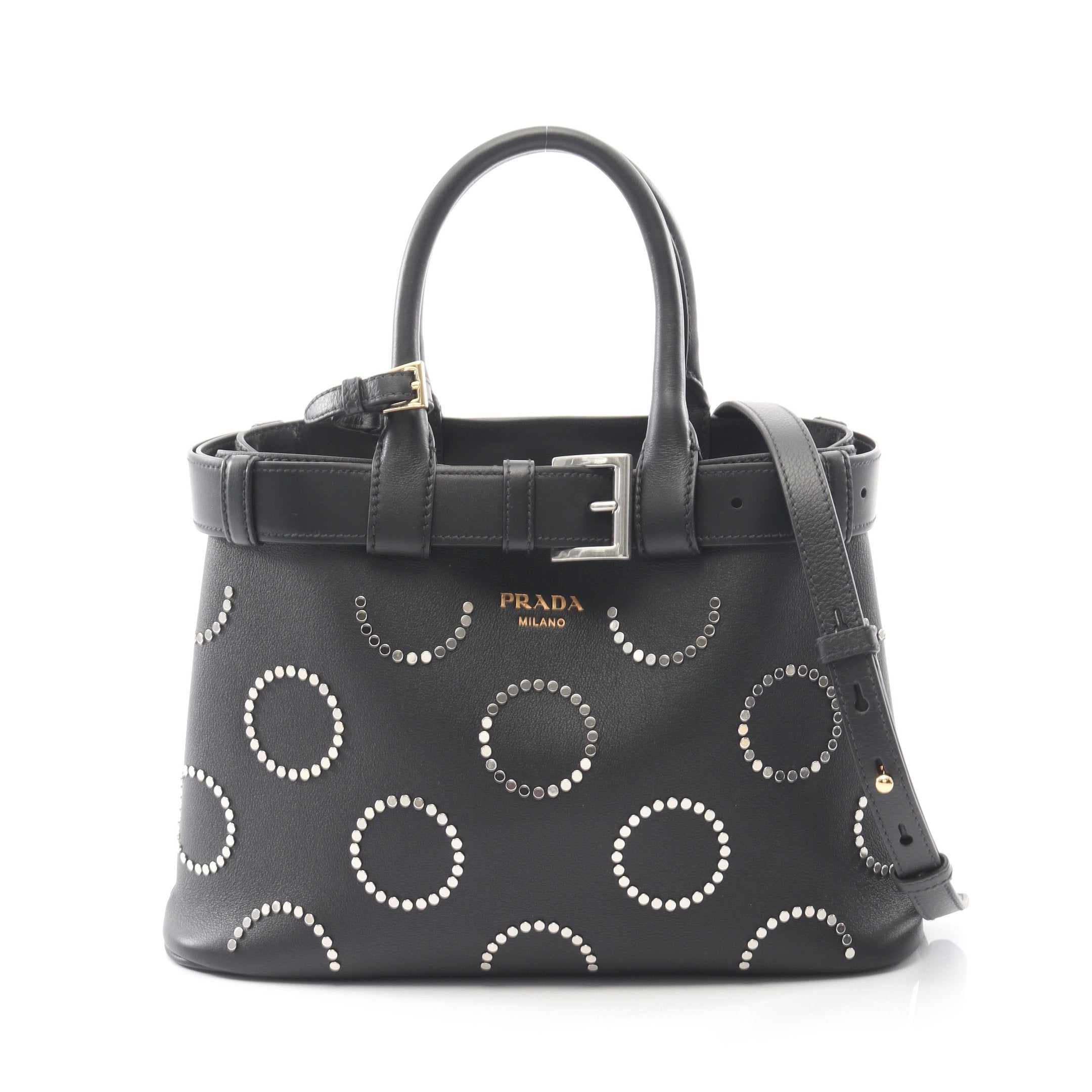 PRADA プラダ トートバッグ SOFT GRAIN VITE バックル SOFT GRAIN VITE バックル ハンドバッグ トートバッグ レザー ブラック