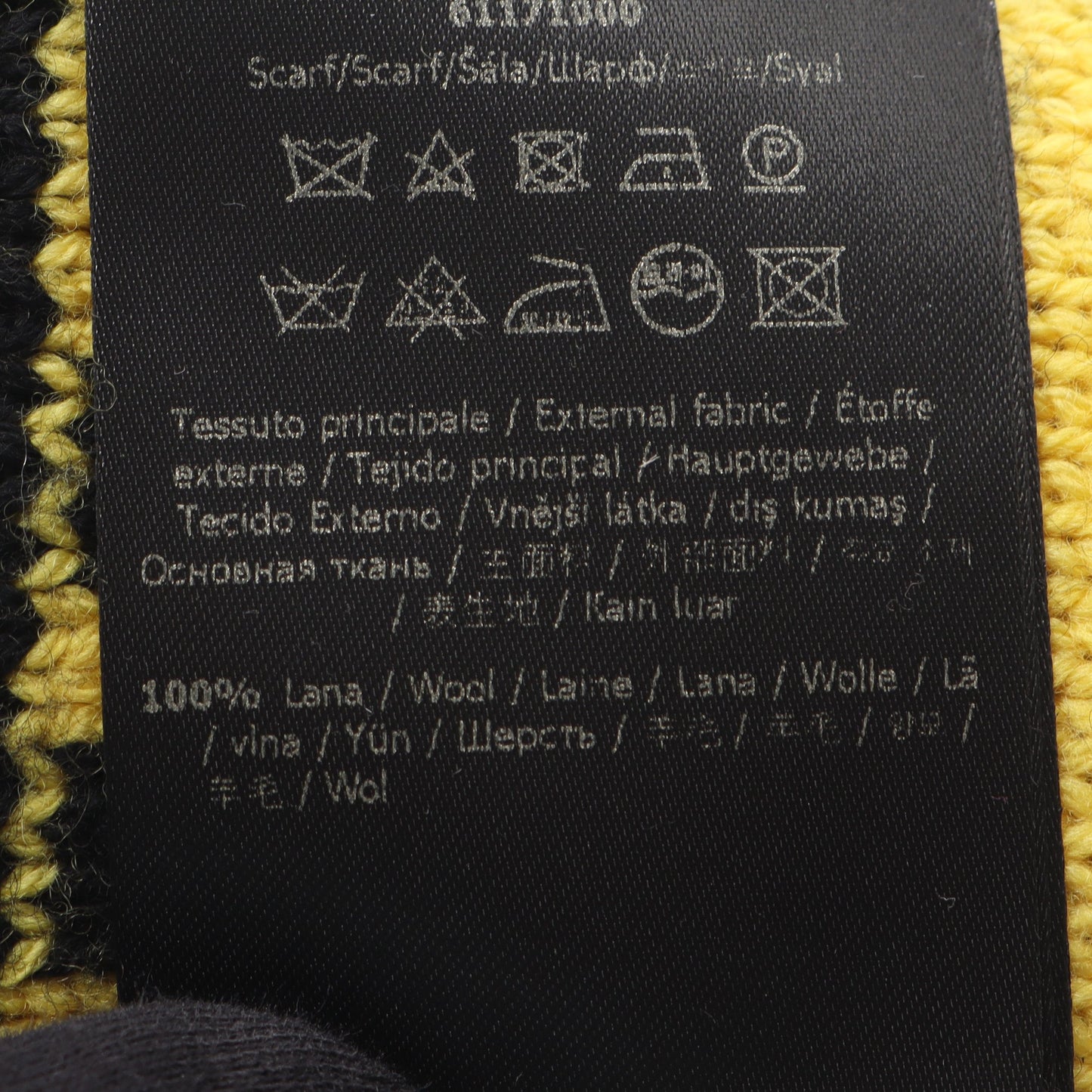 FFロゴ マフラー 総柄 ウール ブラック イエロー フェンディ 財布・小物 FENDI