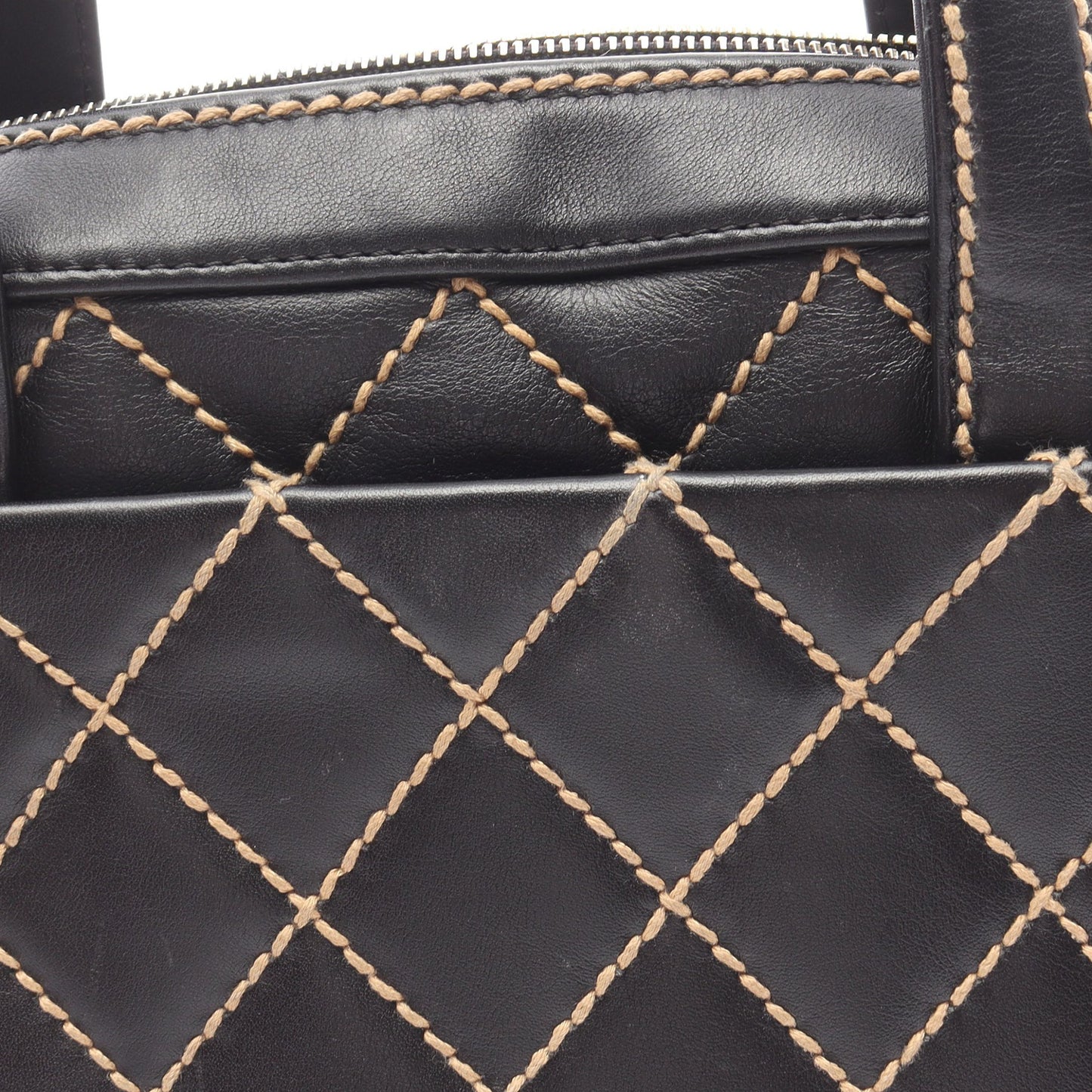 ワイルドステッチ ハンドバッグ ミニボストンバッグ レザー ブラック ゴールド金具 シャネル バッグ CHANEL