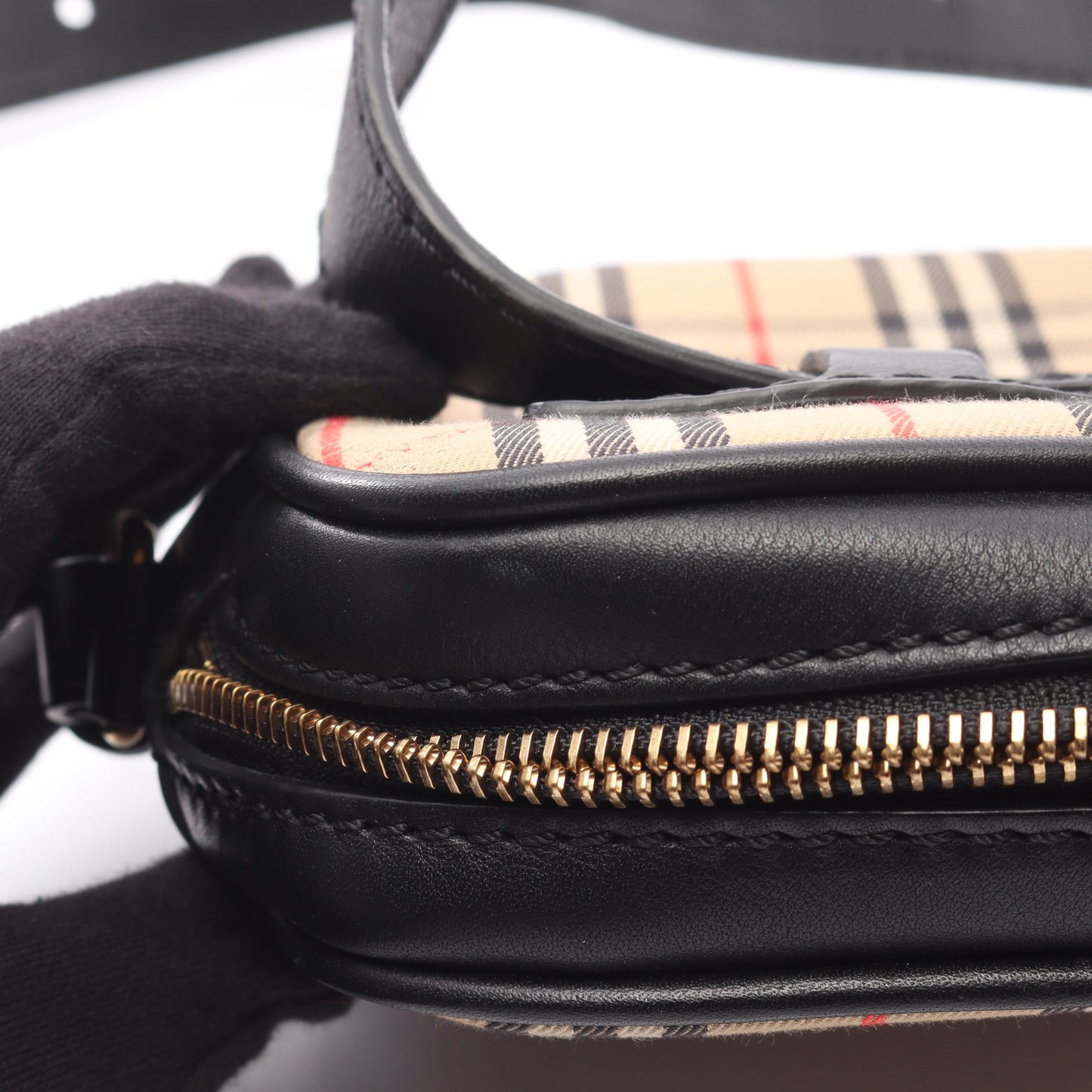 チェックリンク バムバッグ ウエストバッグ ボディバッグ キャンバス レザー ベージュ ブラック バーバリー バッグ BURBERRY