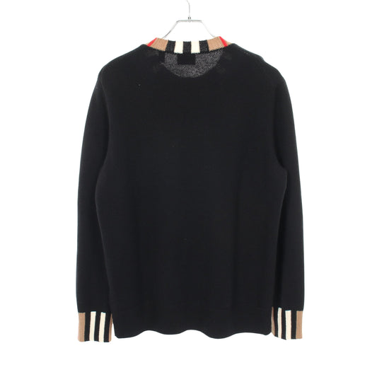 アイコンストライプ セーター ニット クルーネック ウール カシミヤ ブラック ベージュ バーバリー