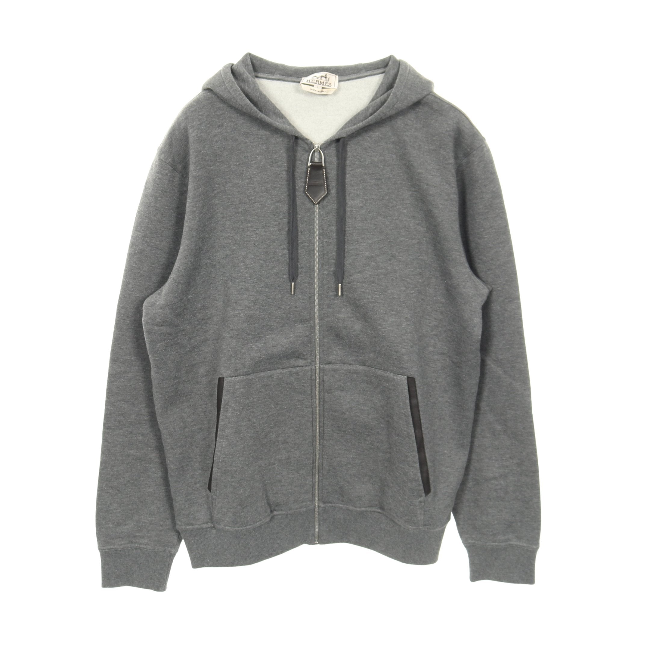 ジップアップパーカー コットン カシミヤ グレー 裏起毛 エルメス – RECLO