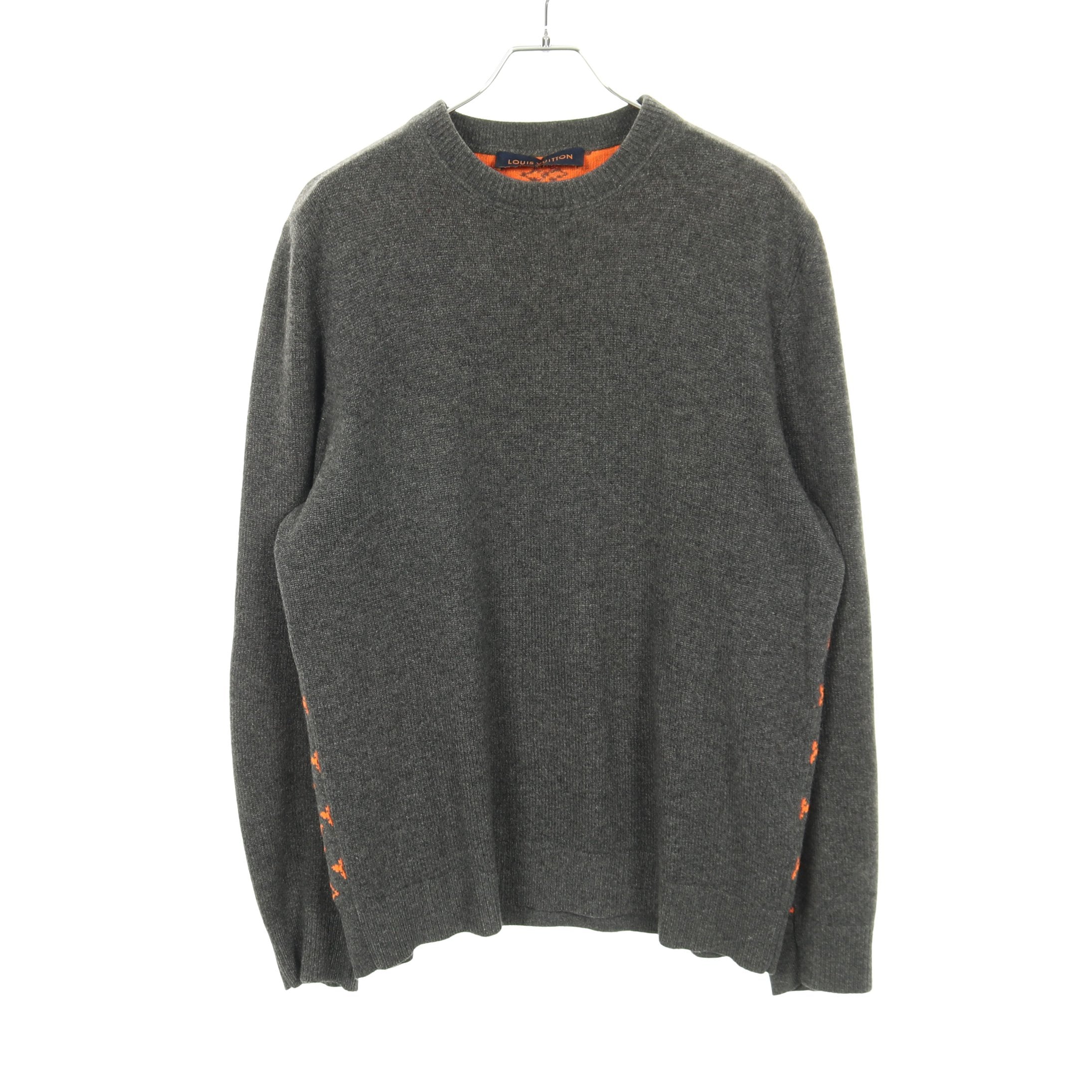 モノグラム ニット クルーネック カシミヤ グレー オレンジ ルイ