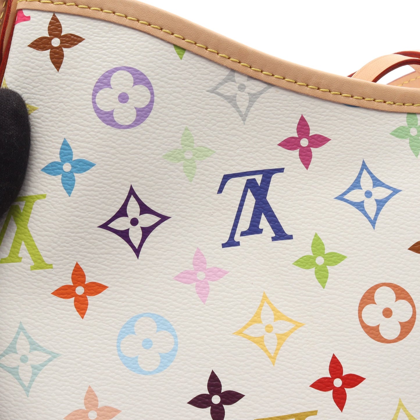 LV × TM キャリーオール NM PM モノグラムマルチカラー ショルダーバッグ PVC レザー ホワイト マルチカラー ルイヴィトン バッグ LOUIS VUITTON
