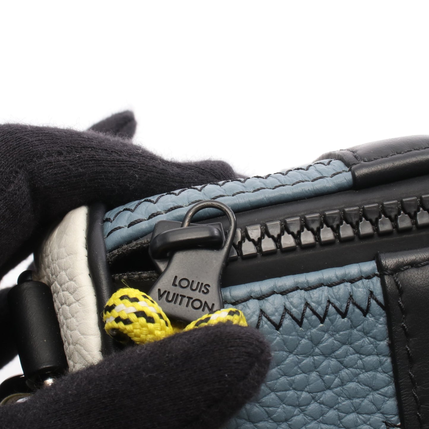 ポロション ショルダーバッグ レザー ブルーグレー イエロー マルチカラー ルイヴィトン バッグ LOUIS VUITTON