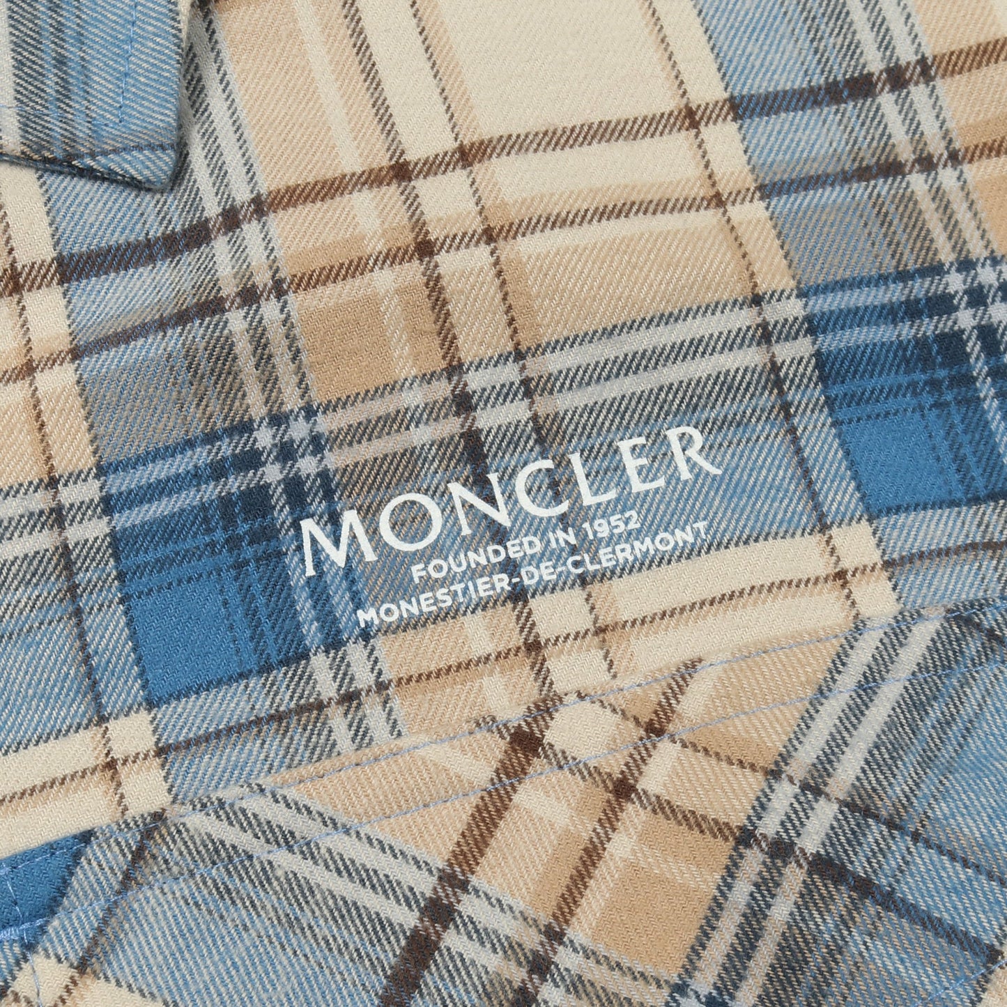 シャツ チェック コットン ベージュ ブルー モンクレール トップス MONCLER