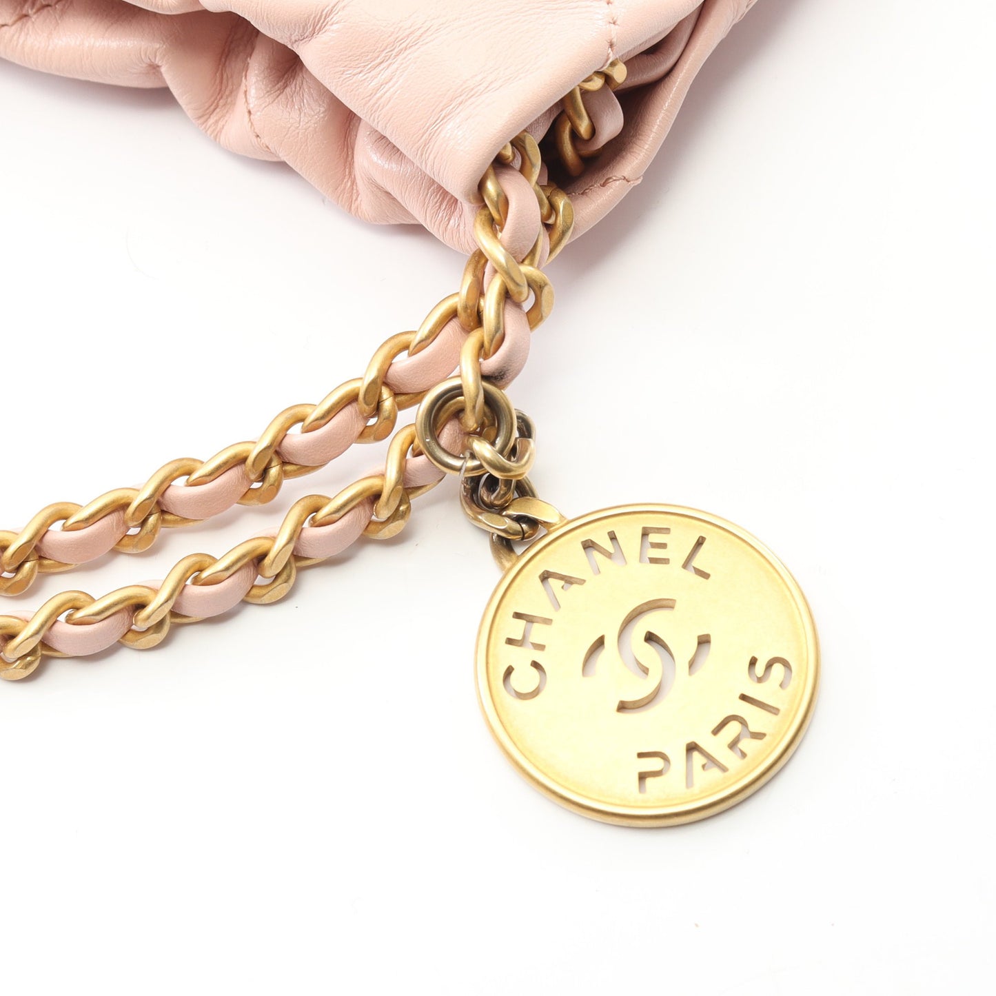CHANEL 22 ミニ チェーンショルダーバッグ レザー ライトピンク ゴールド金具 2WAY シャネル バッグ CHANEL