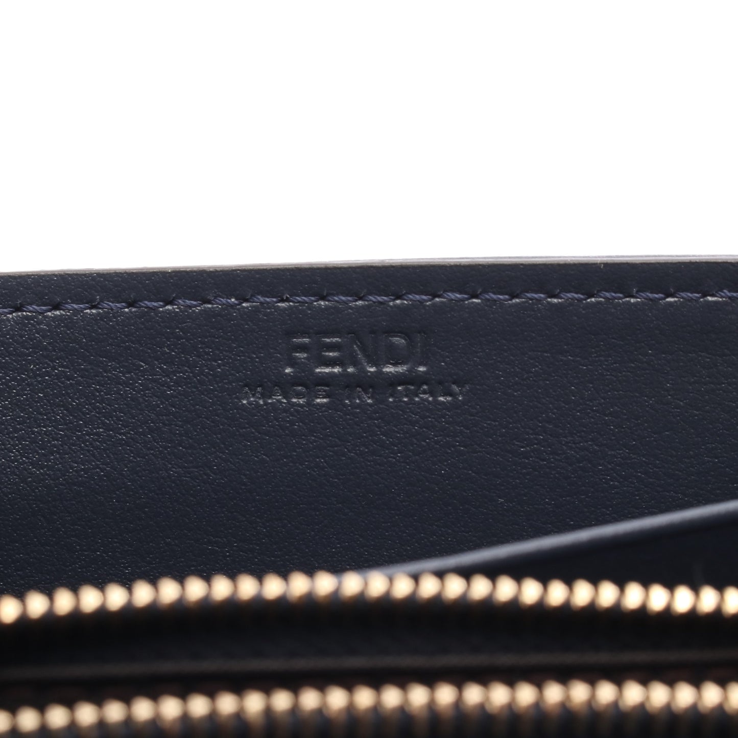 バゲットウォレットオンチェーン FFジャカード チェーンウォレット デニム レザー ダークネイビー フェンディ バッグ FENDI