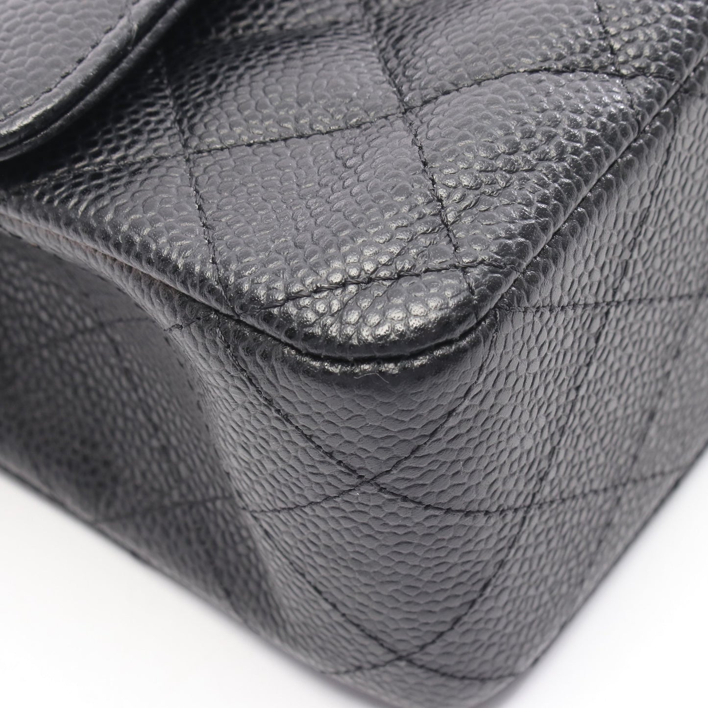 マトラッセ Wフラップ Wチェーンショルダーバッグ キャビアスキン ブラック シルバー金具 シャネル バッグ CHANEL