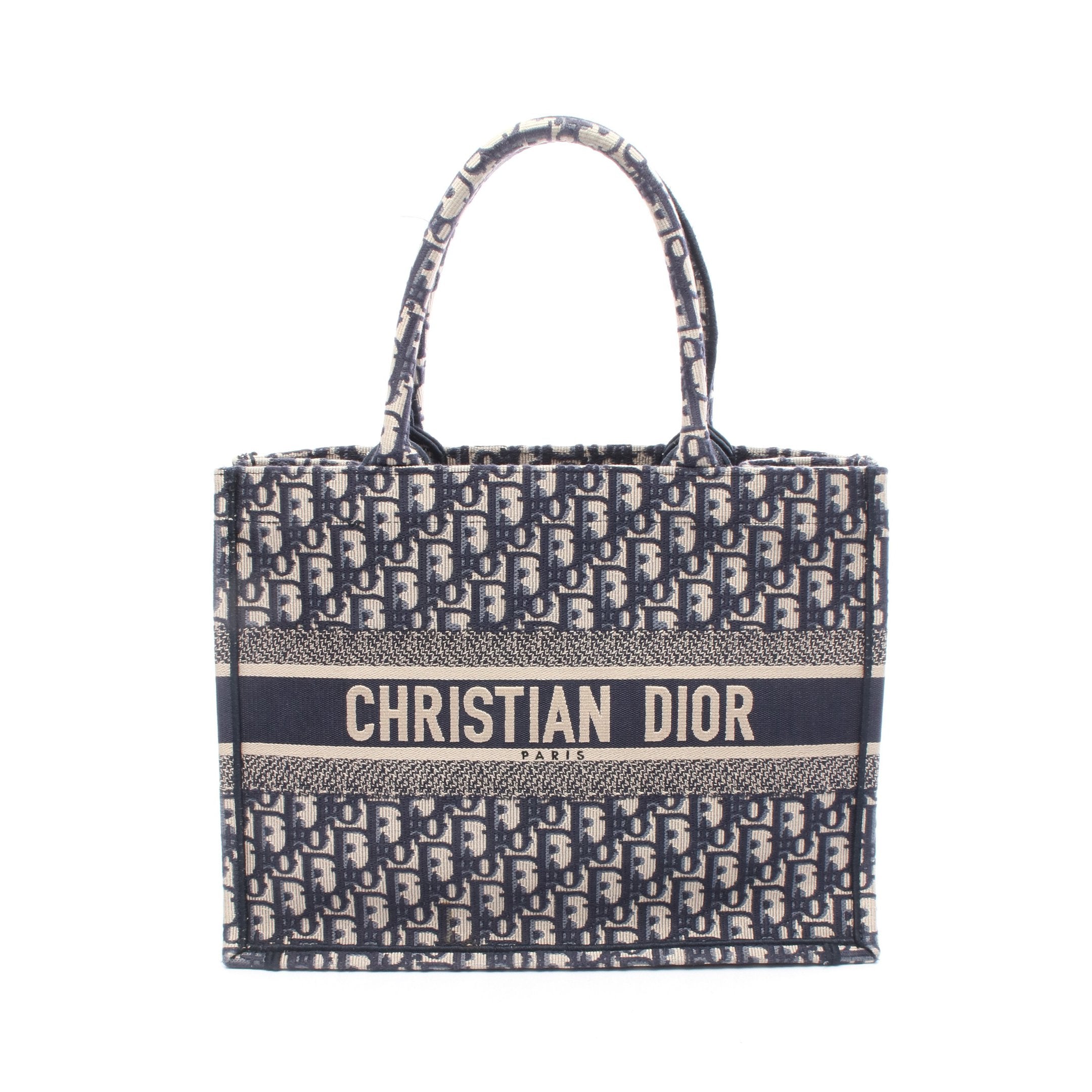 Dior トートバッグ キャンバス ネイビー/ベージュ BOOK TOTE ブックトート ミディアム ハンドバッグ トートバッグ