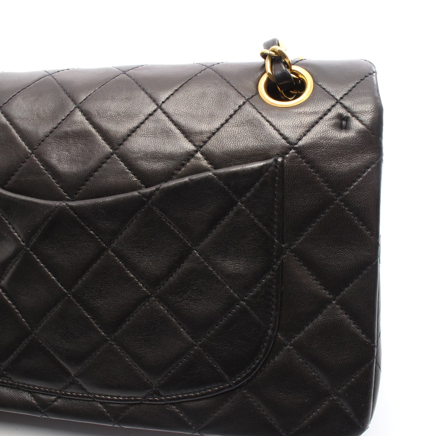 マトラッセ Wフラップ Wチェーンショルダーバッグ ラムスキン ブラック ゴールド金具 シャネル バッグ CHANEL