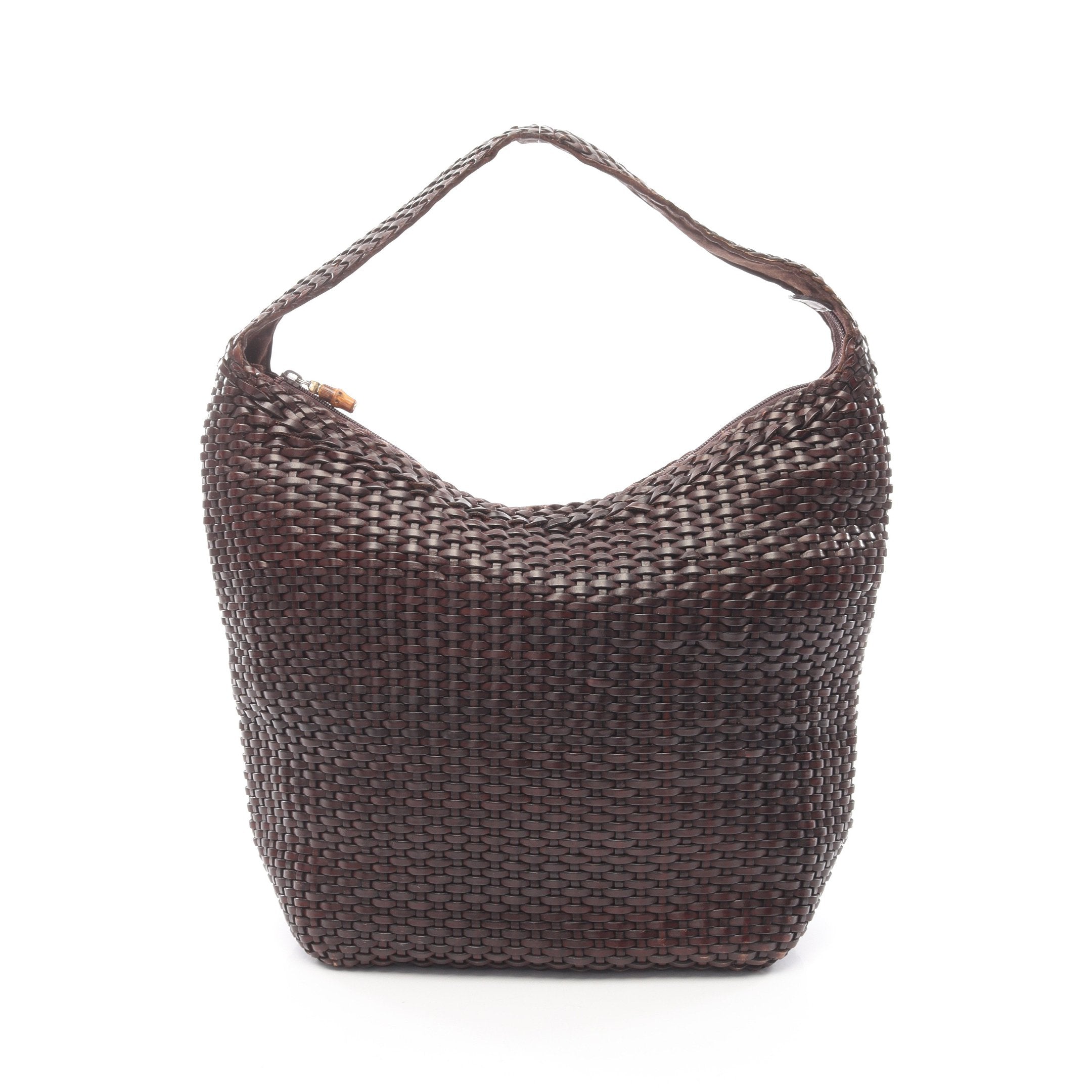 バンブー ワンショルダーバッグ レザー ダークブラウン グッチ – RECLO