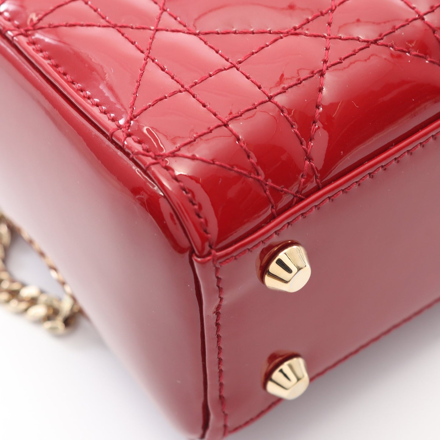 レディディオール ミニ カナージュ ハンドバッグ エナメルレザー ボルドー 2WAY クリスチャンディオール バッグ Christian Dior