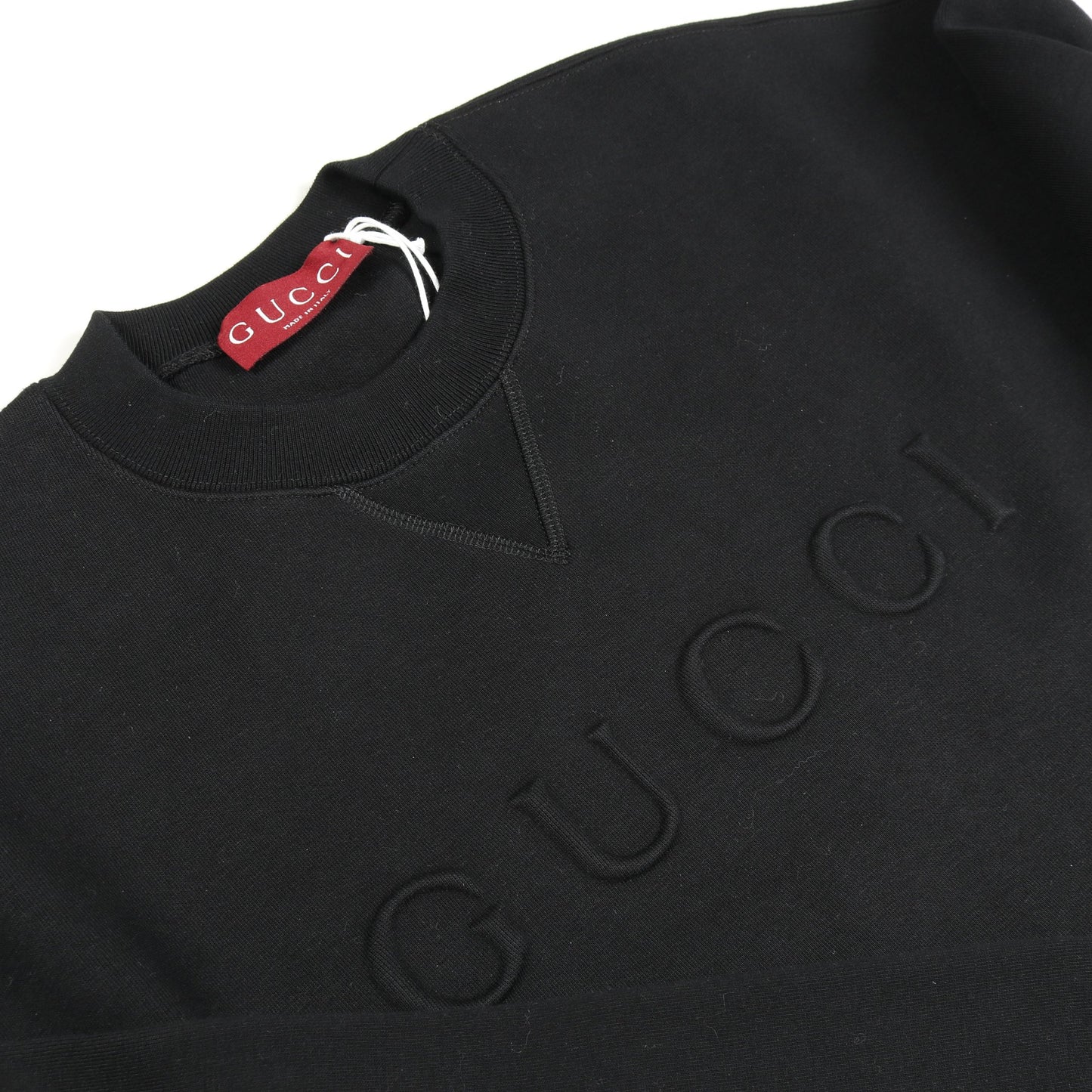 エンボスロゴ スウェットシャツ コットン ブラック グッチ トップス GUCCI