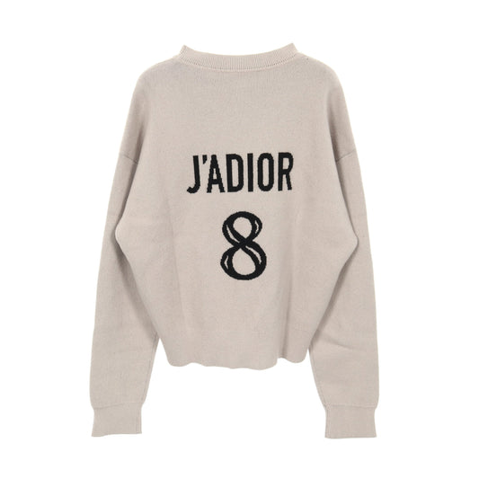 J'ADIOR 8 ボクシーセーター ニット クルーネック バックロゴ カシミヤ グレーベージュ クリスチャンディオール