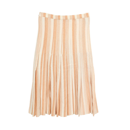 プリーツ スカート ストライプ コットン オフホワイト ライトオレンジ ジルサンダー