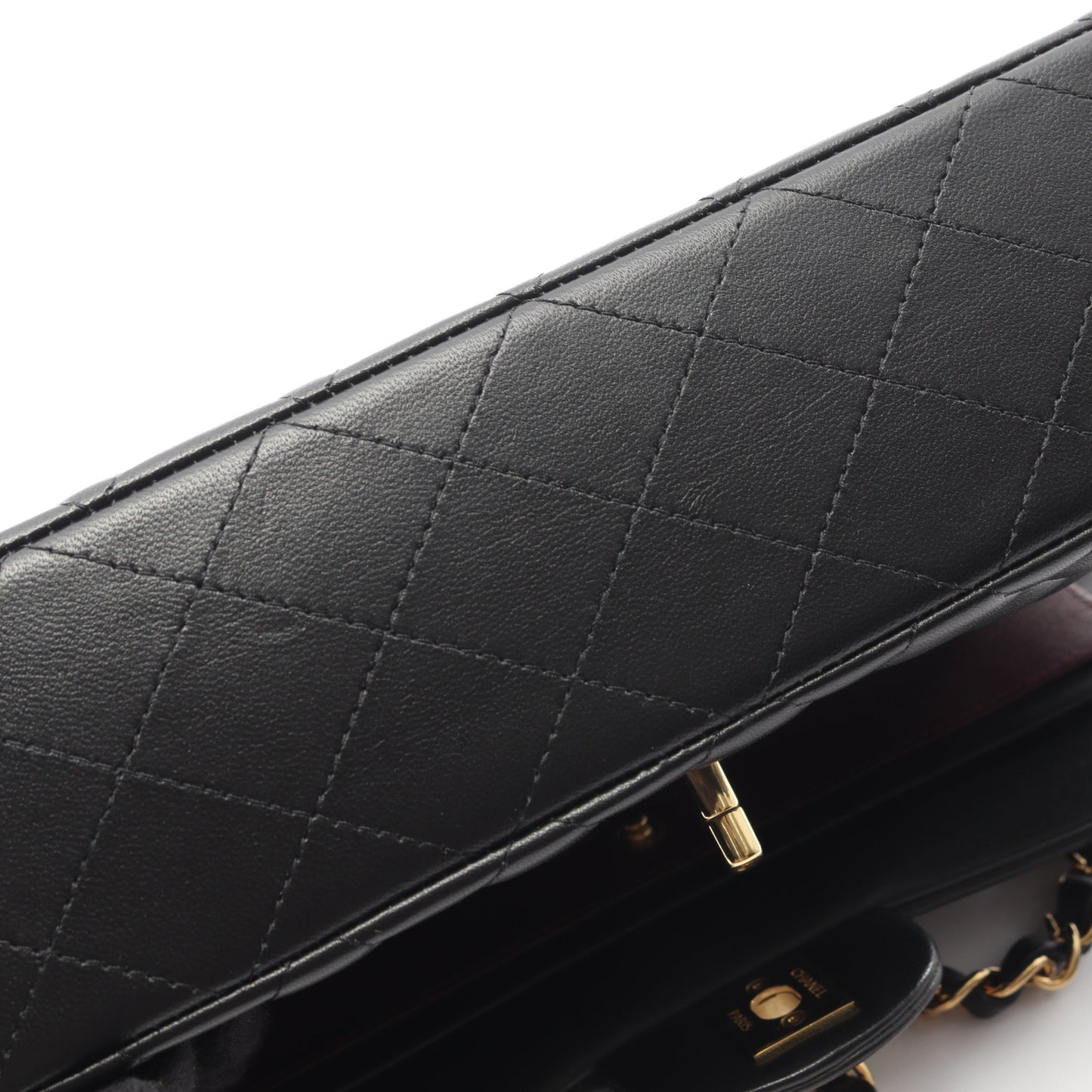 マトラッセ Wフラップ Wチェーンショルダーバッグ ラムスキン ブラック ゴールド金具 シャネル バッグ CHANEL