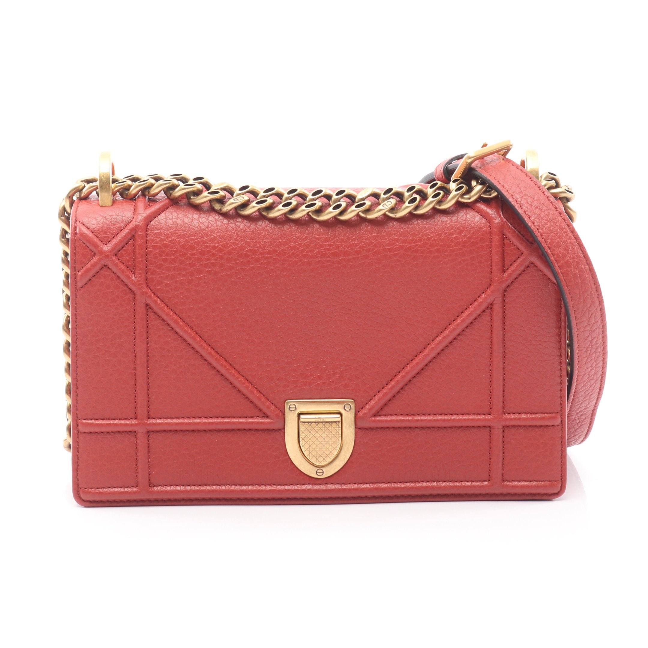 DIORAMA ディオラマ チェーンショルダーバッグ レザー レッドブラウン