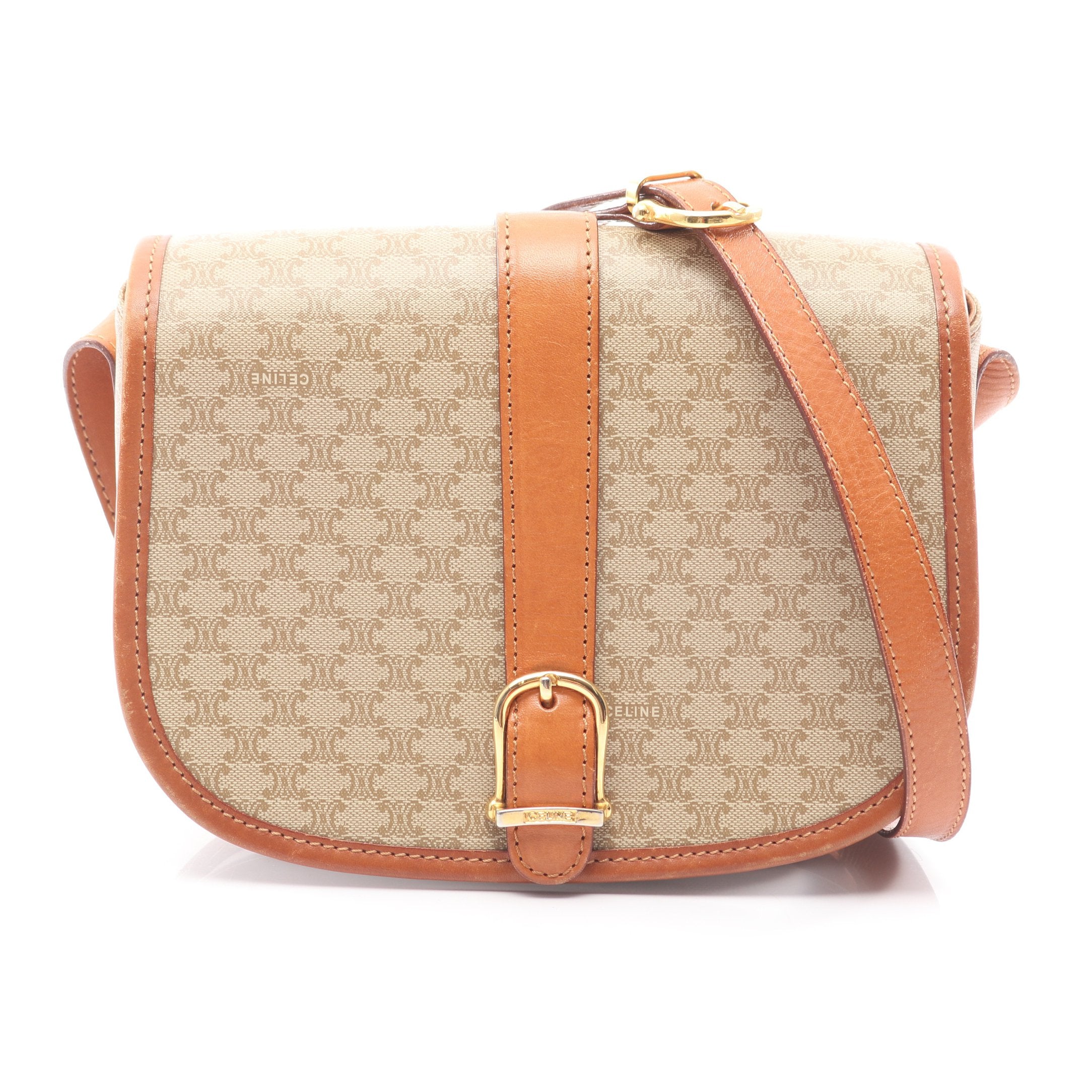 マカダム ショルダーバッグ PVC レザー ベージュ セリーヌ – RECLO