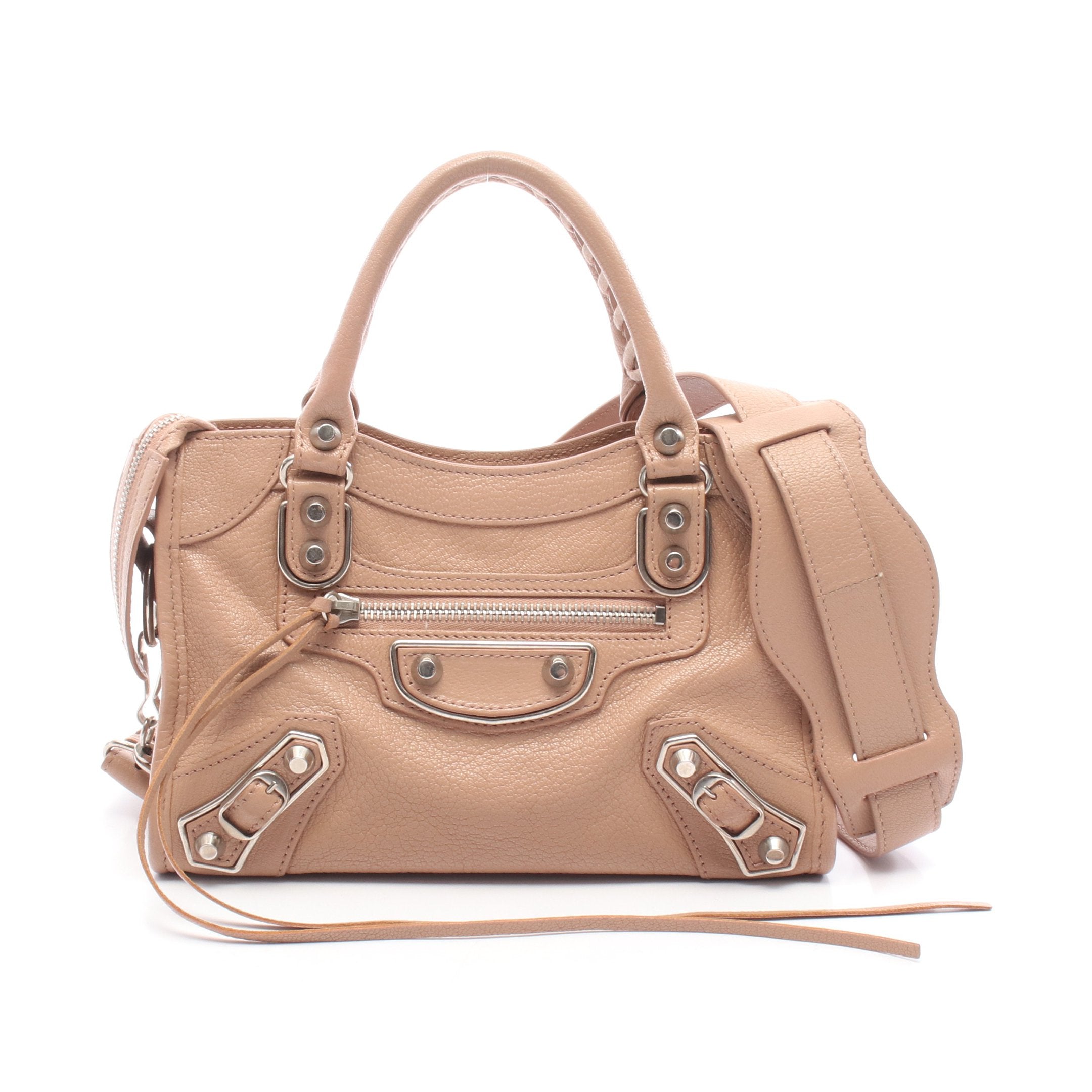 クラシック メタリック エッジ ミニ シティ ハンドバッグ レザー