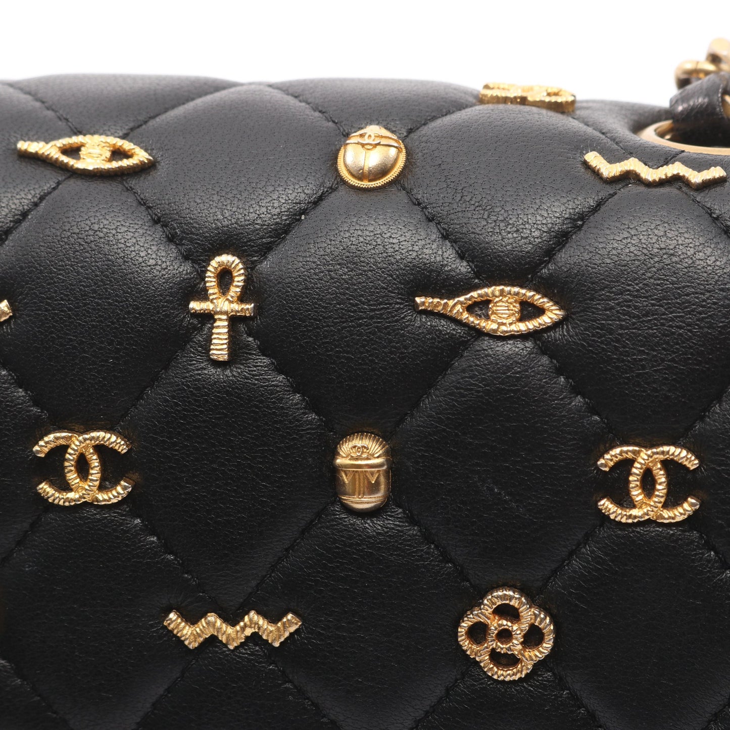マトラッセ アイコン チェーンショルダーバッグ ラムスキン ブラック ゴールド金具 シャネル バッグ CHANEL