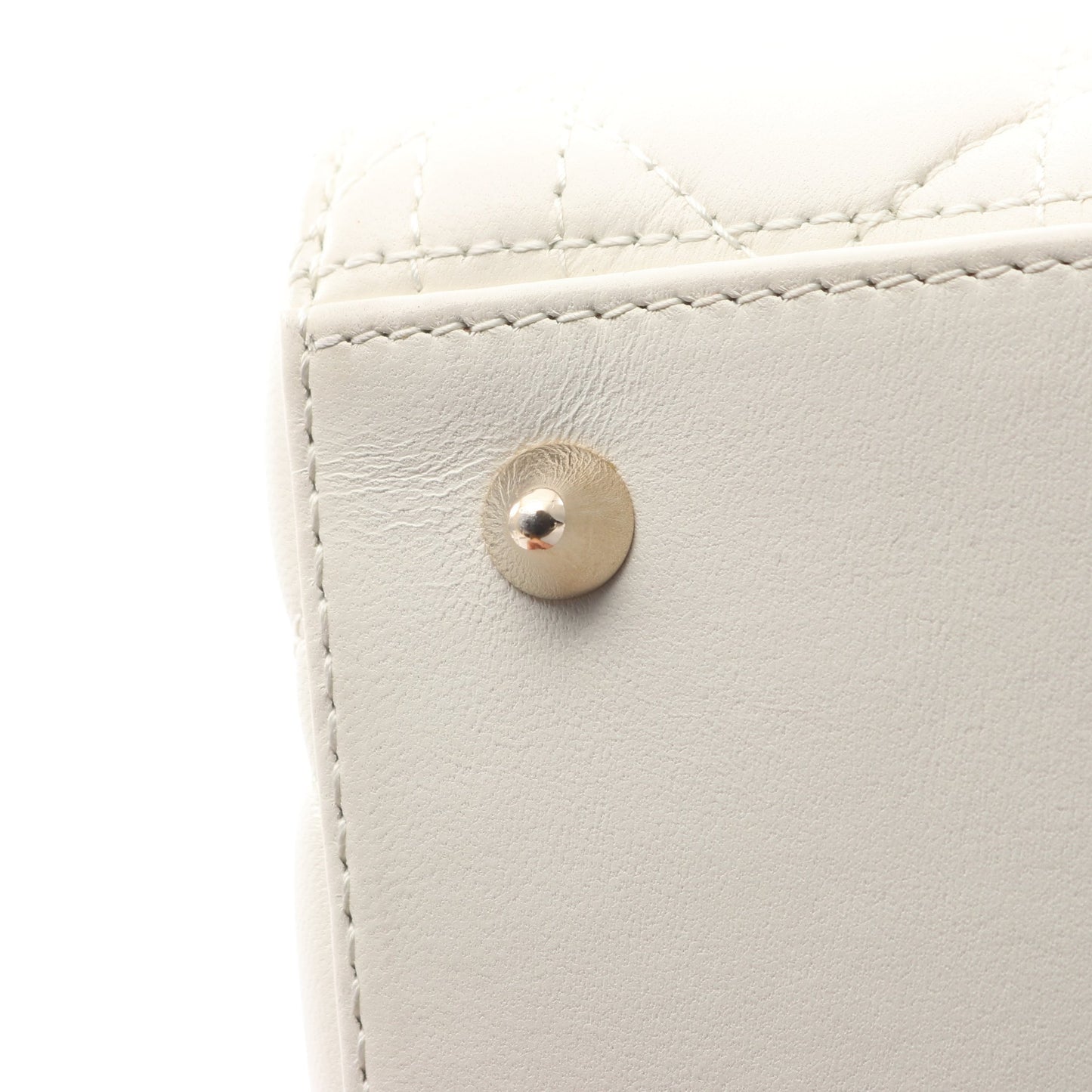 LADY DIOR ミディアムバッグ カナージュ ハンドバッグ レザー オフホワイト 2WAY クリスチャンディオール バッグ Christian Dior
