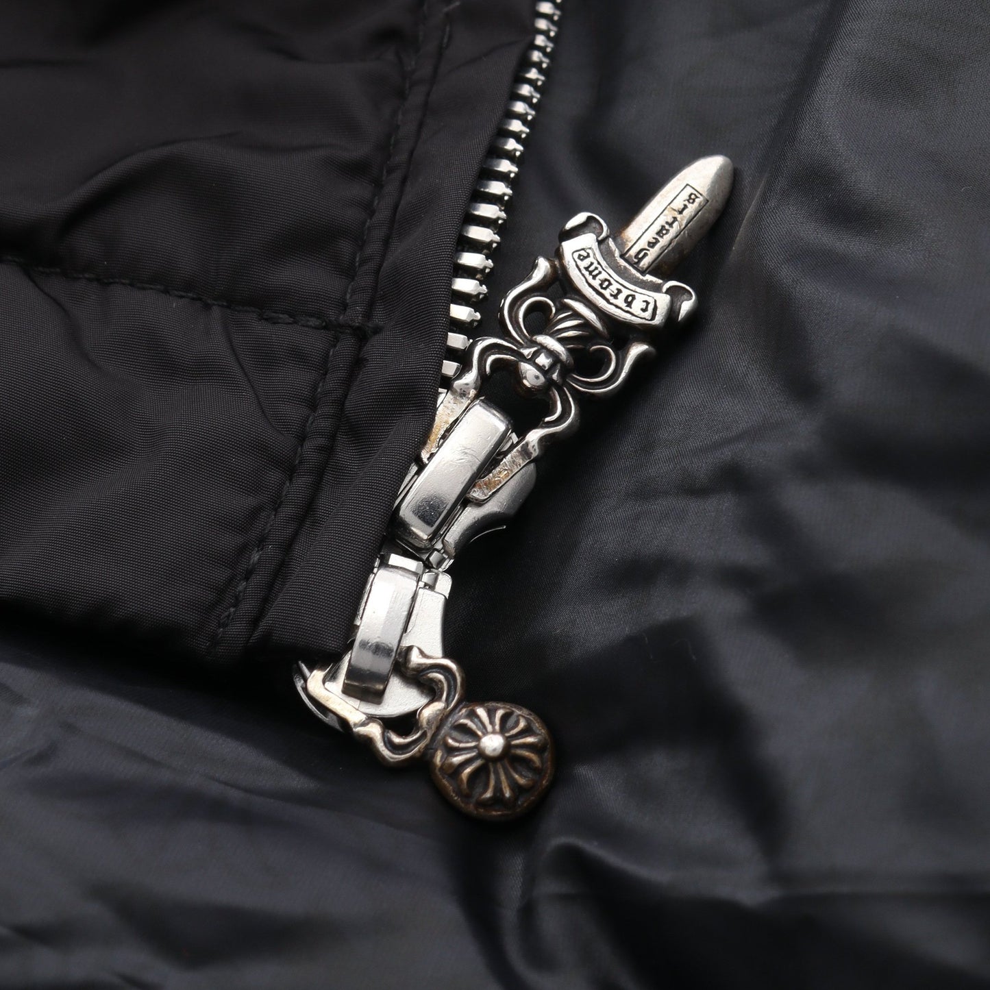 ダウンコート ナイロン ブラック フード付き クロムハーツ アウター Chrome Hearts