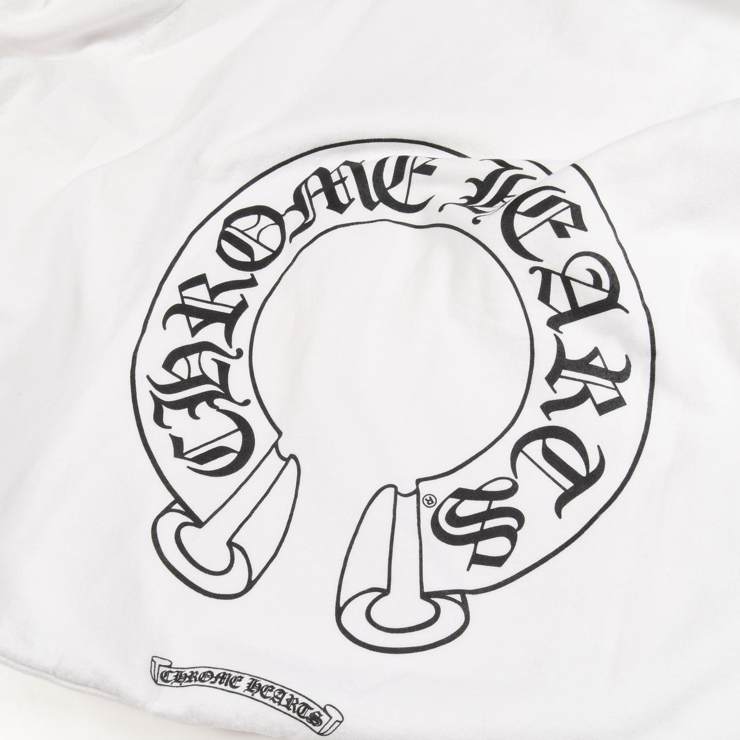 ホースシュー スウェットシャツ クルーネック バックプリント コットン ホワイト ブラック クロムハーツ トップス Chrome Hearts