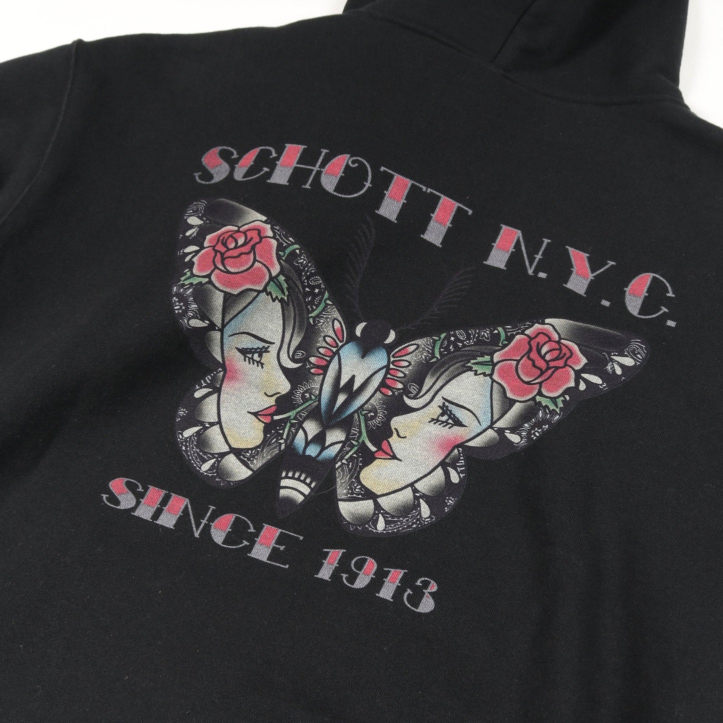 CHICANA HOODED SWEAT プルオーバーパーカー ロゴプリント コットン ブラック ショット トップス Schott