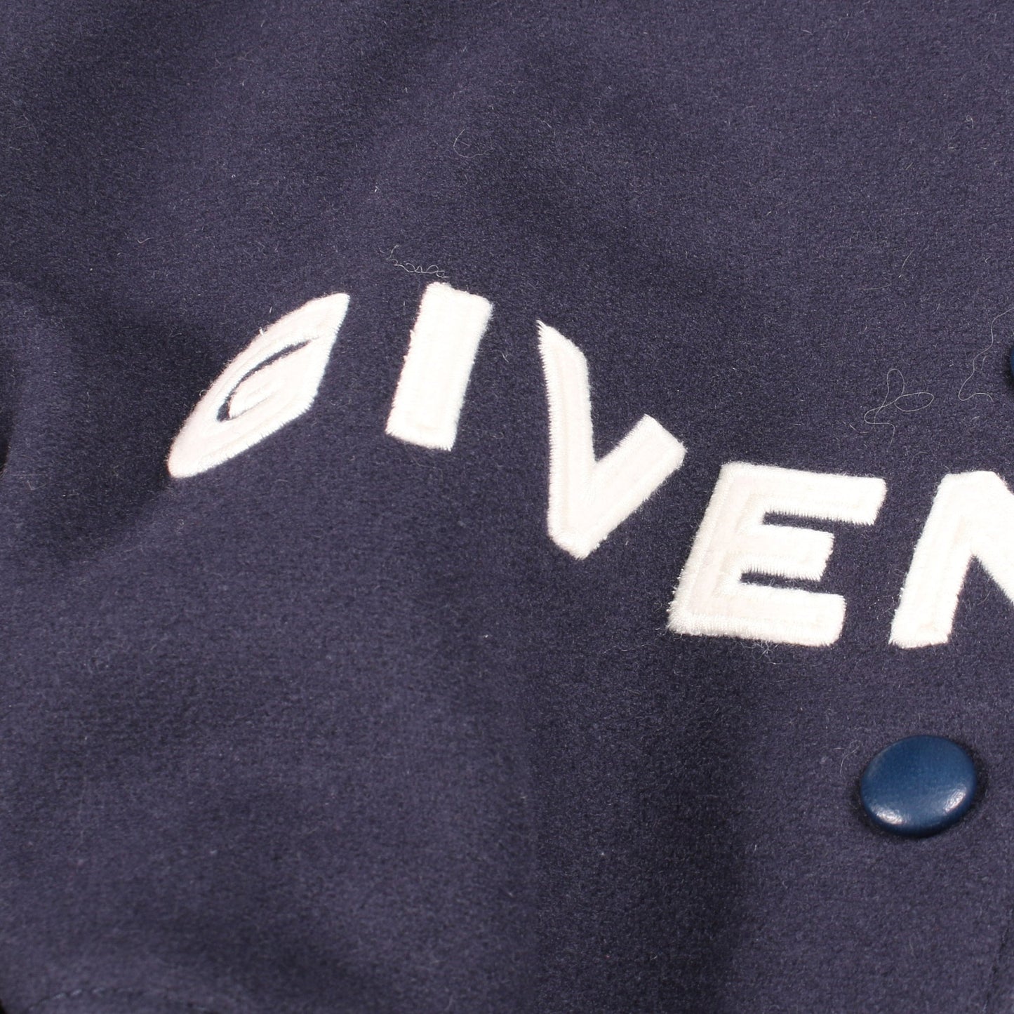 ブルゾン ロゴ ウール レザー ネイビー ホワイト ジバンシィ