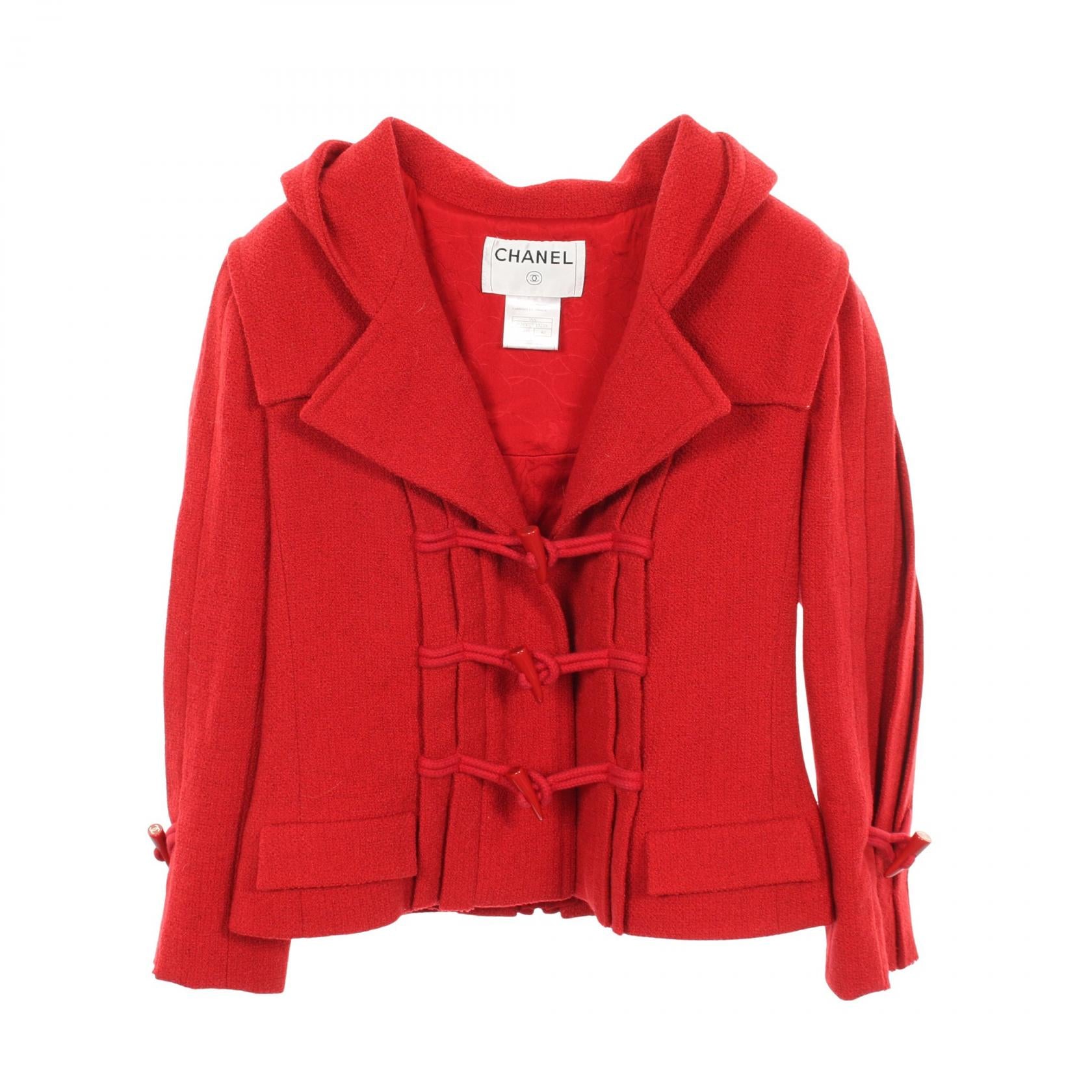 ショート ダッフルコート ウール レッド シャネル – RECLO