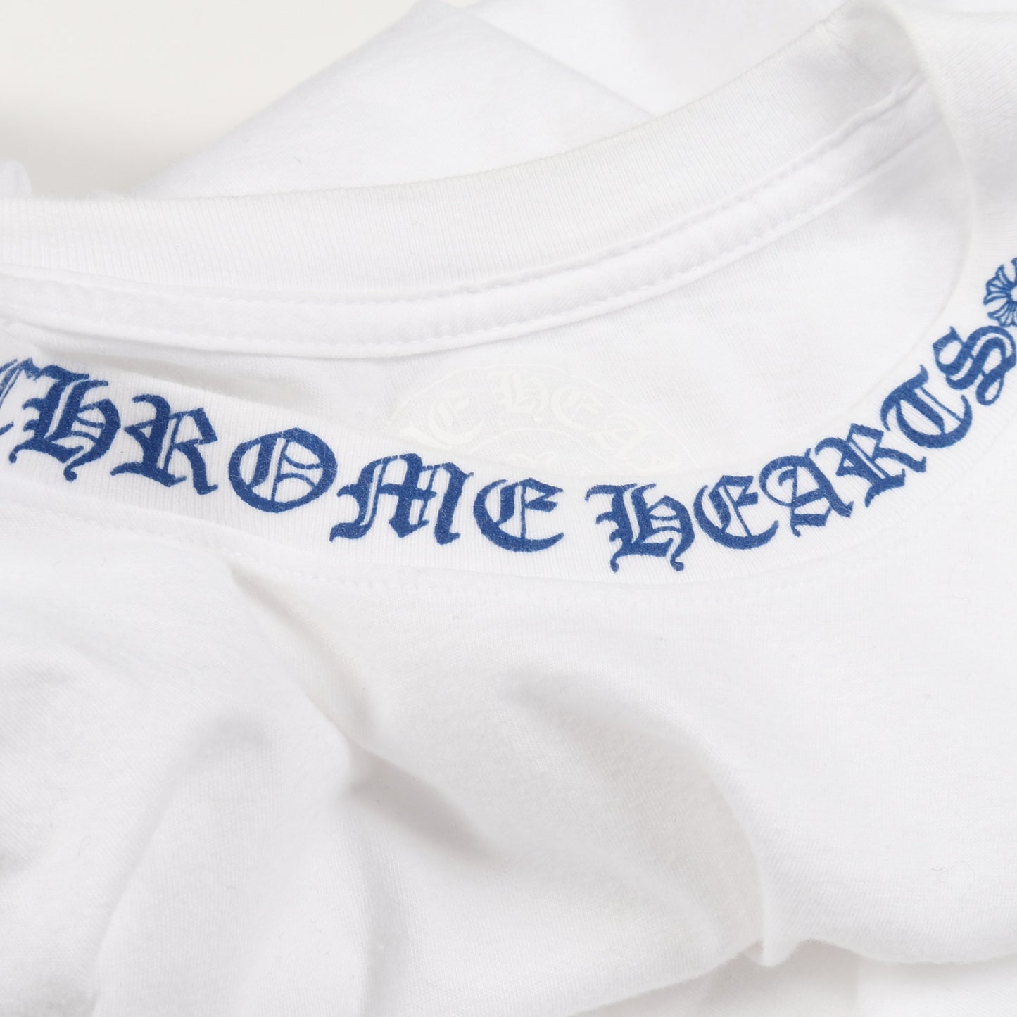 ネックロゴ 半袖Tシャツ コットン ホワイト ブルー クロムハーツ トップス Chrome Hearts