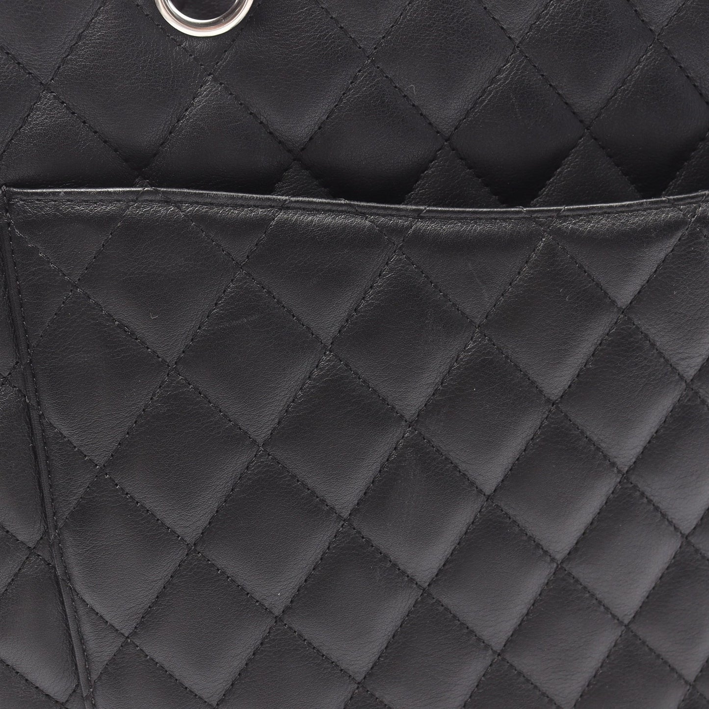 カンボンライン ラージ ショルダーバッグ トートバッグ レザー ブラック シルバー金具 シャネル バッグ CHANEL